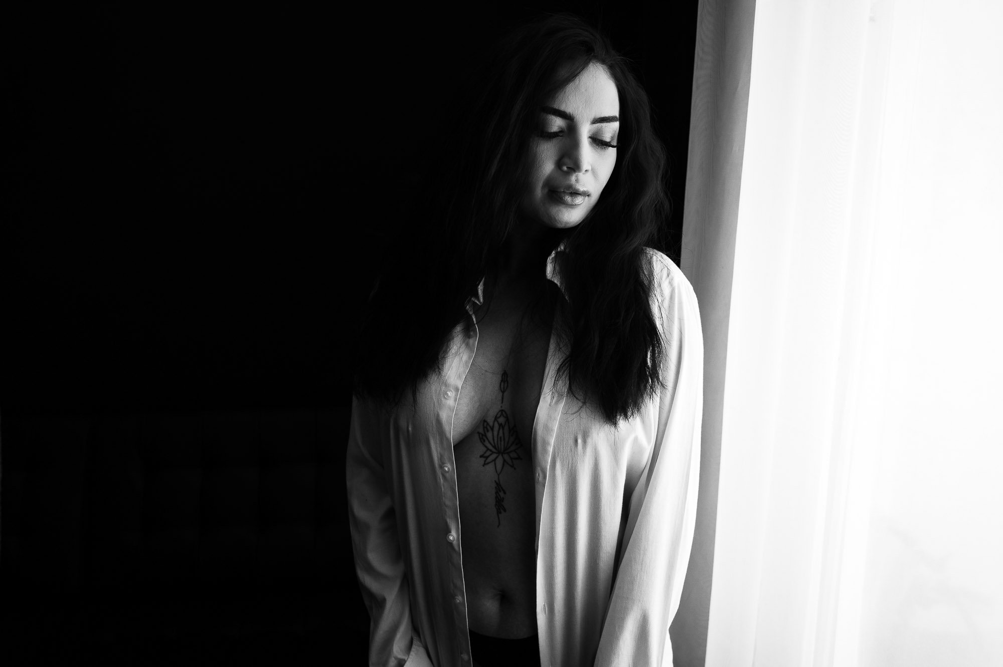 Boudoir portrait Black Kat Studios Upland CA natural light intimate session