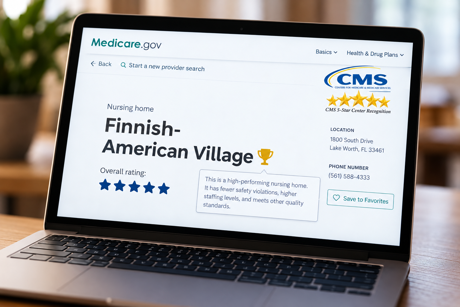 Finnish-American Village Recognized Among Palm Beach County’sTop-10 Under New Federal Medicare Program