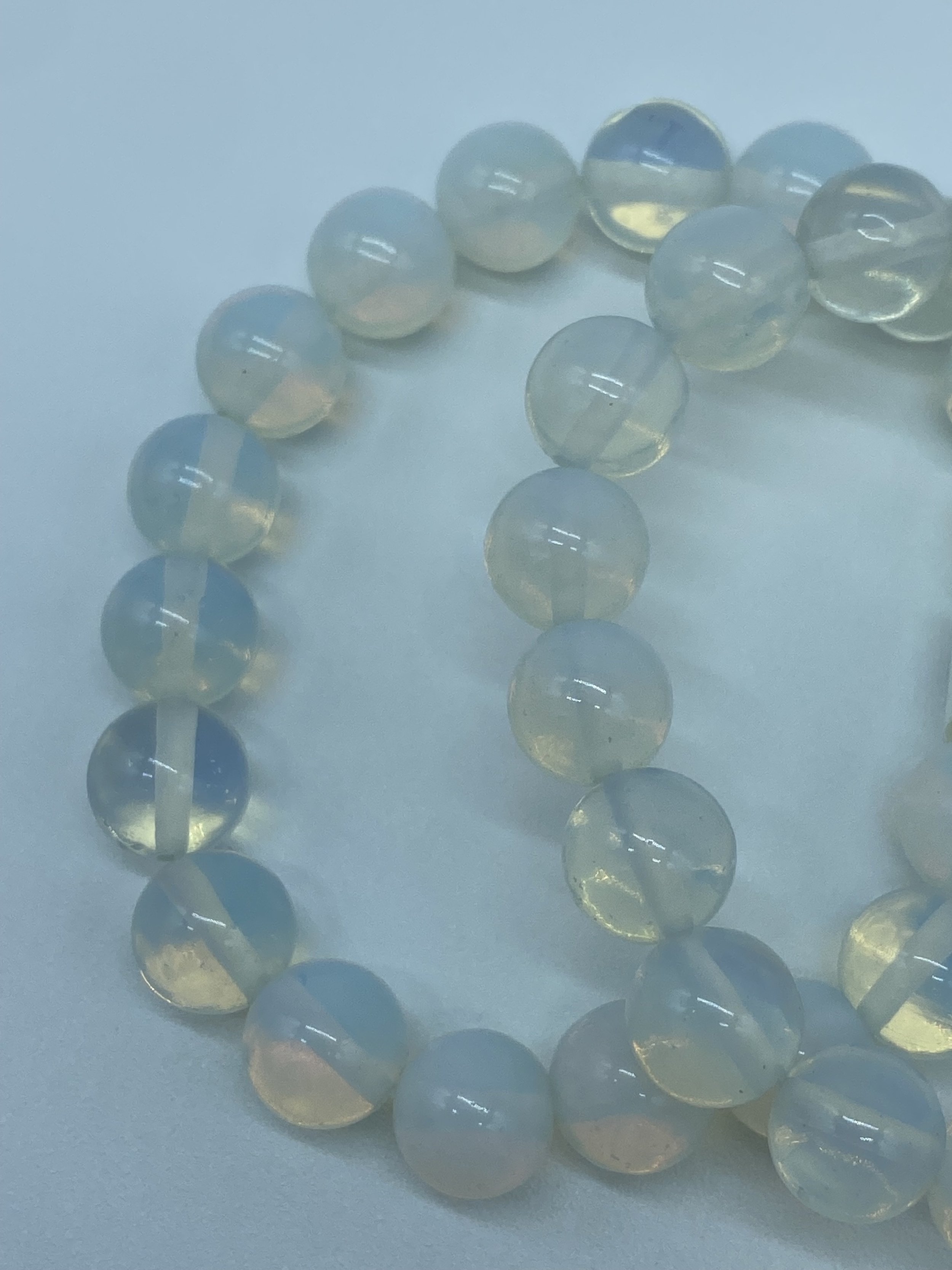KALIFANO | Opalite Moonstone 6mm Gemstone Bead Elastic Bracelet