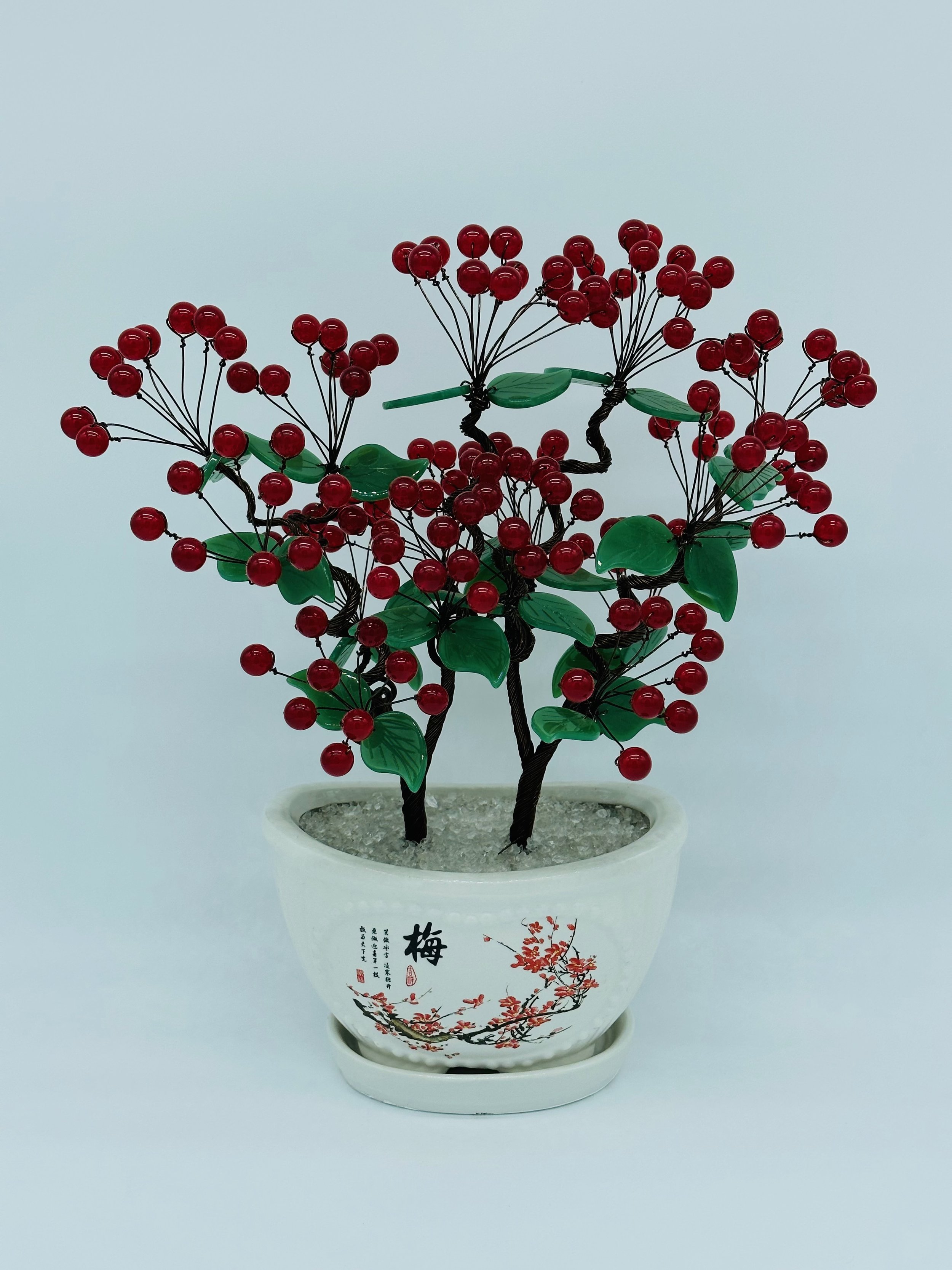 Red Crystal Money Tree w/ White Pot
