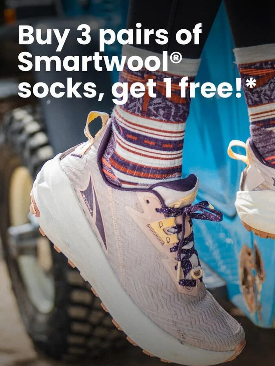 SOCKTOBER isn&rsquo;t over yet! You still have a few more days to buy three pairs of Smartwool socks, and get one free! Deal runs through Friday, October 31!! Don&rsquo;t miss out! 🧦 #socktober #smartwool