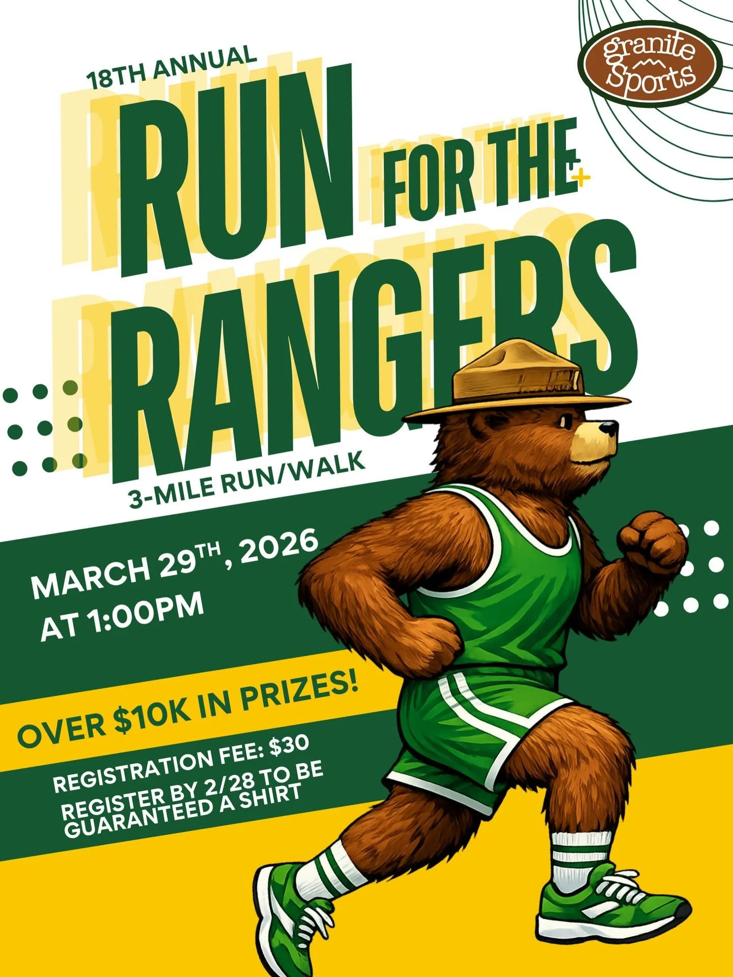 Registration is open for the 18th Annual Run for the Rangers!!!! See below for details and register online at www.getmeregistered.com/runfortherangers2026 or in the store! Registration includes a race t-shirt* and a post-race &ldquo;awards&rdquo; cer
