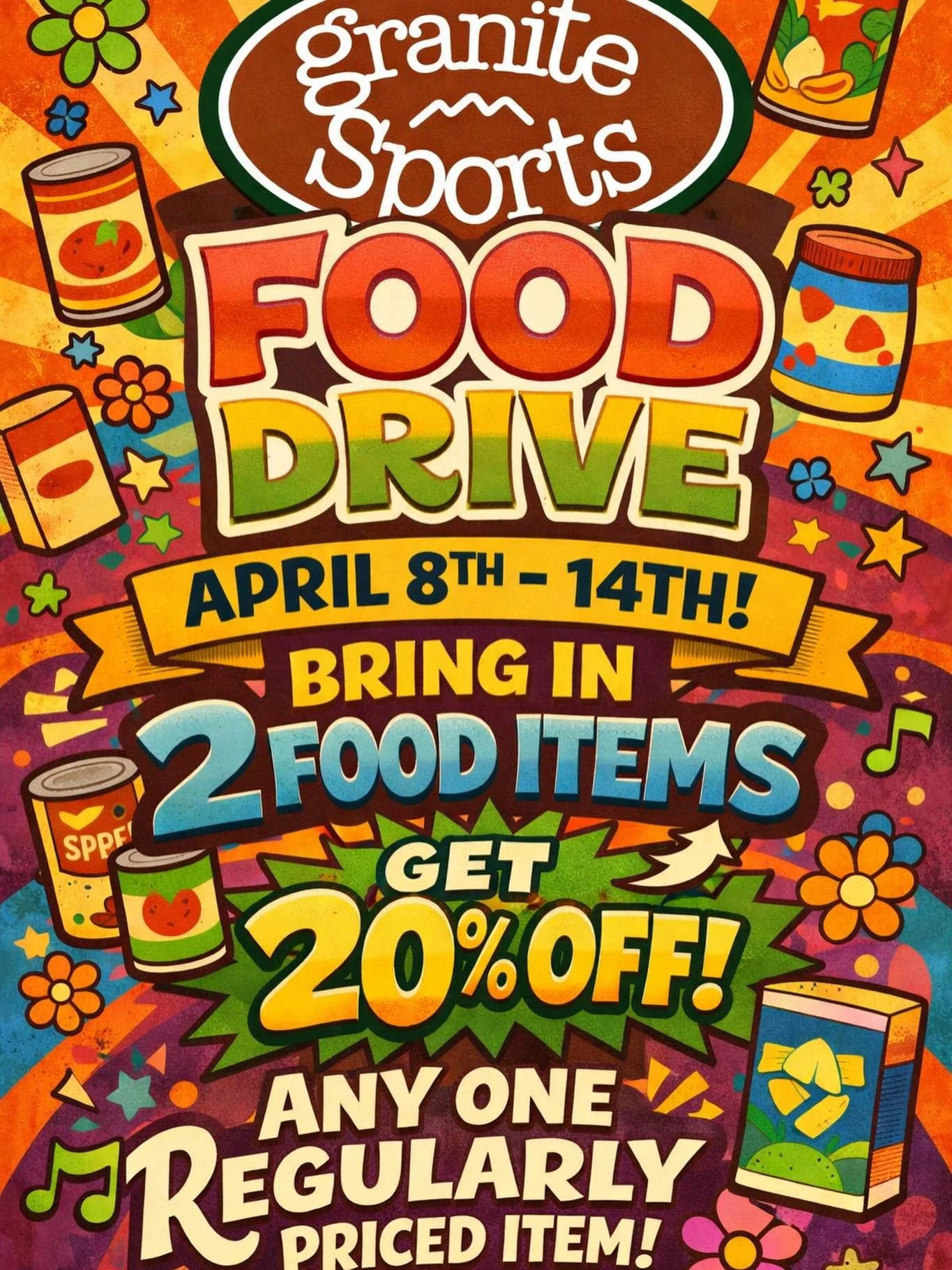 Help us stock the Hill City Community Food Pantry!

Now through April 14th we&rsquo;ll give you 20% OFF any one item when you bring in two items for our food drive!

Includes reg-priced, in-stock items only.

#hillcity #hillcitysd #fooddrive #granite