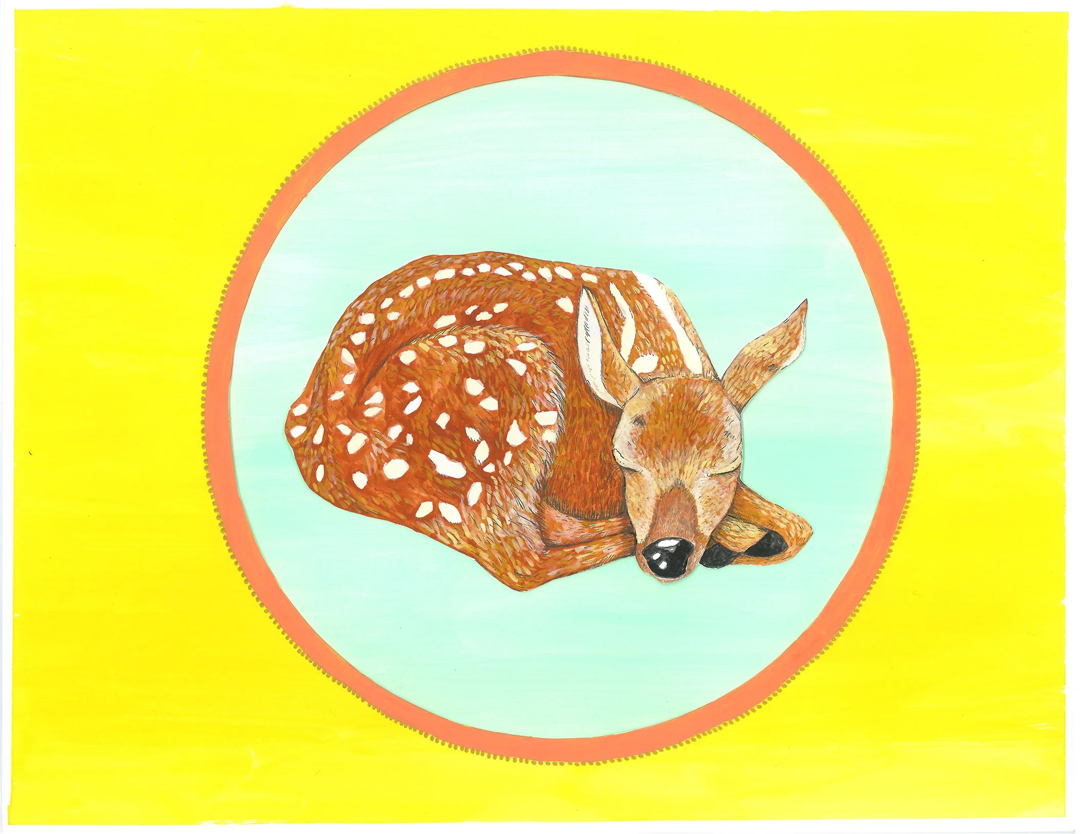 &nbsp;  Resting Fawn 
 &nbsp; mixed media