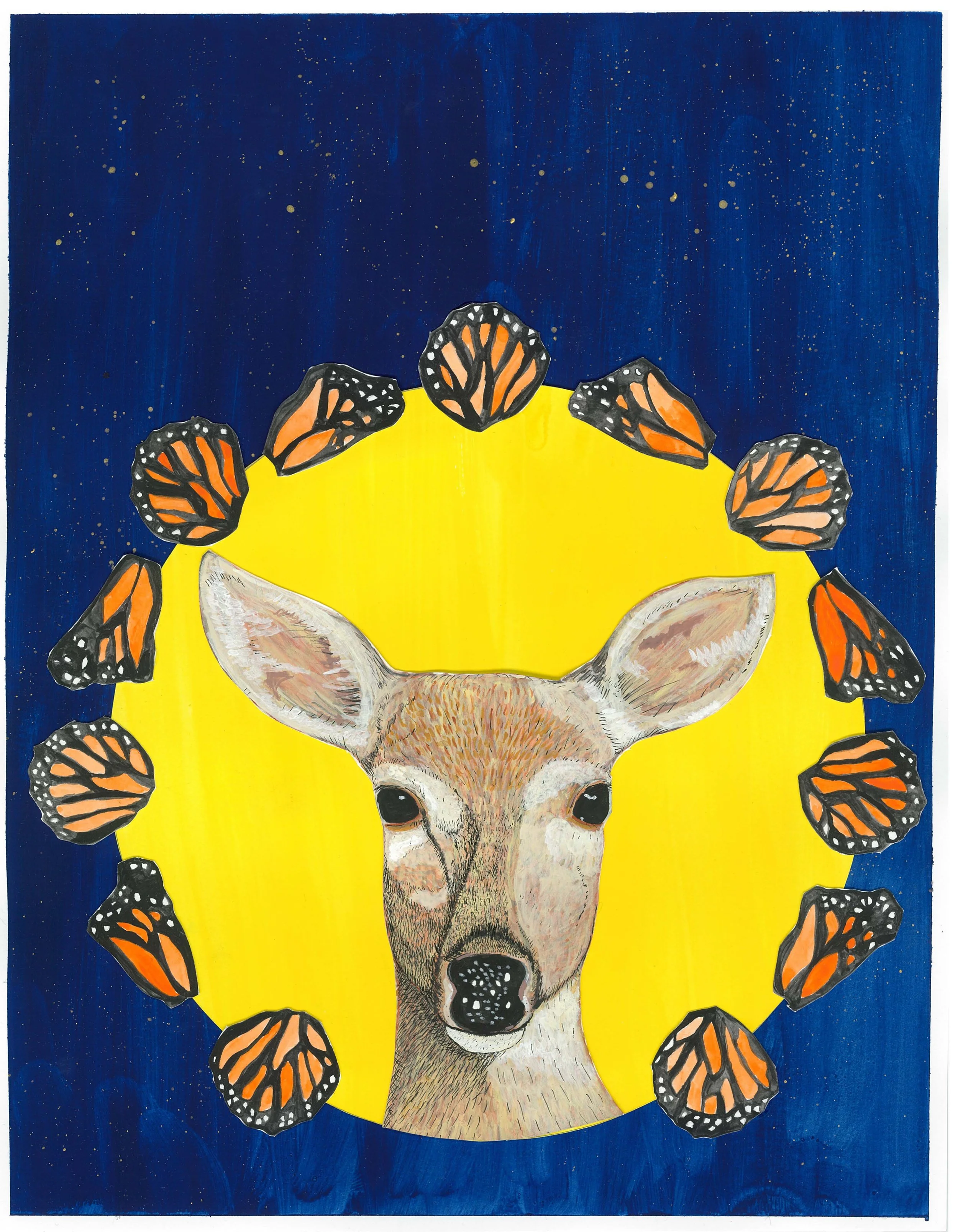 &nbsp;  Deer & Butterflies 
 &nbsp; mixed media
