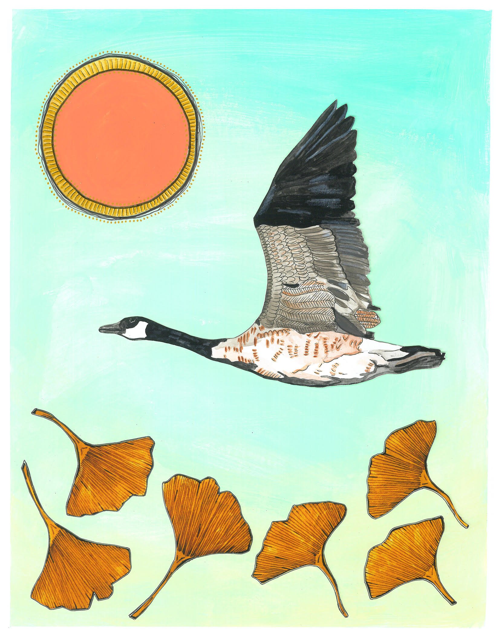  Goose & Ginko
mixed media