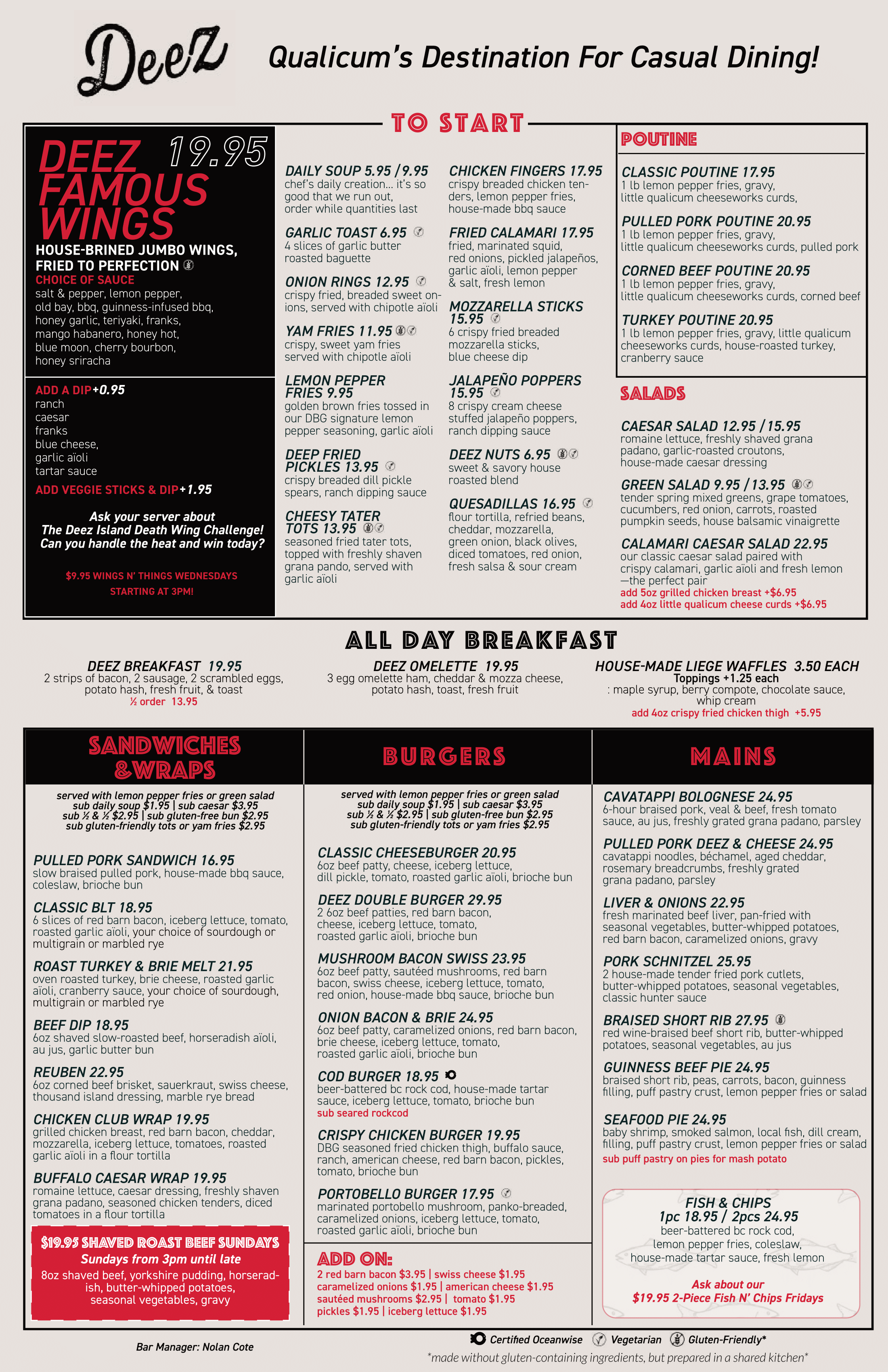 All Day Menu — Deez Bar & Grill