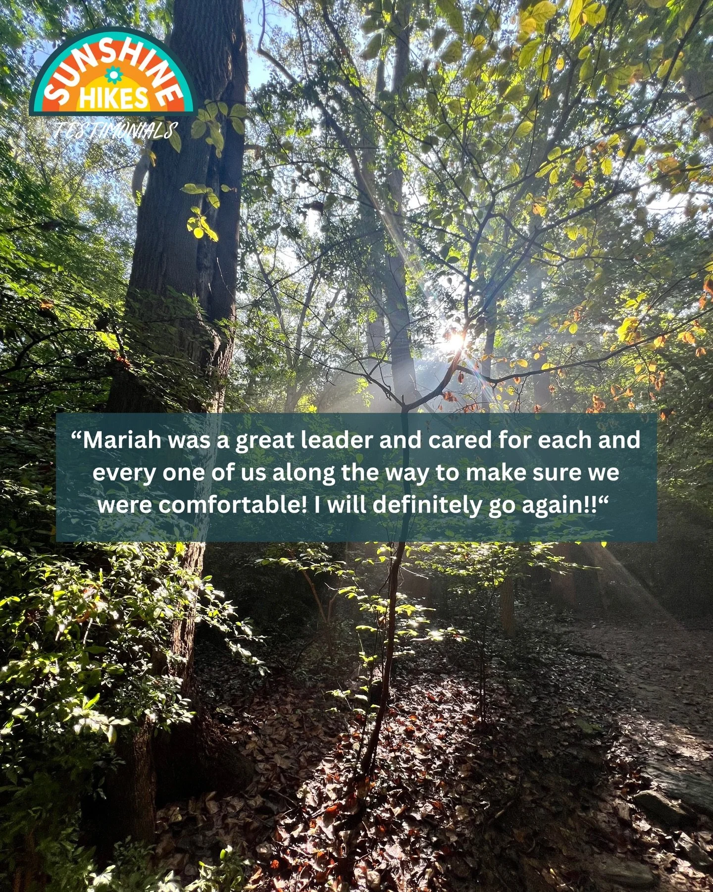 ☀️ Sunshine Hikes Testimonials ☀️

I lead hikes in my free time because it&rsquo;s what I truly love to do! Being able to share my passion with others and know that they love it too fills my cup and my heart with so much joy! 

Thank you to all for s
