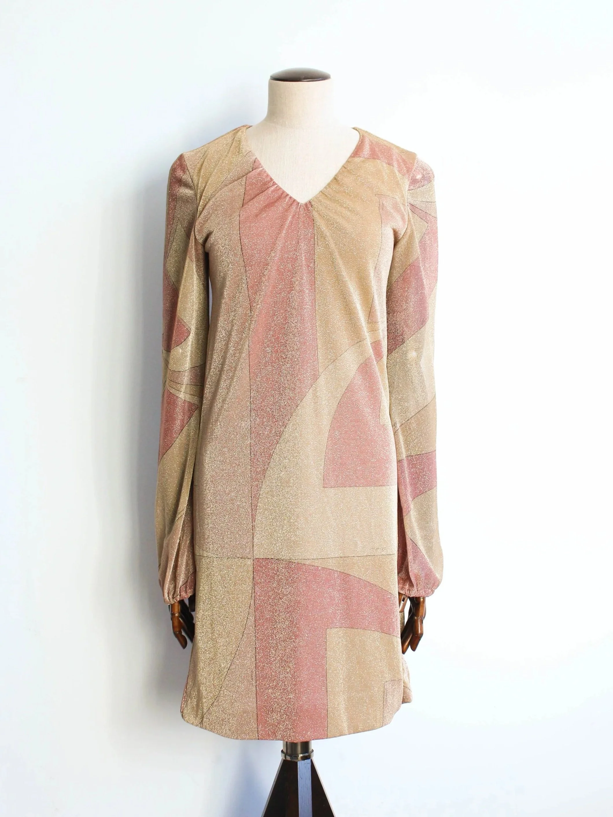 Gucci by Tom Ford A/W00 Gold and Pink Lurex Geometric Dress