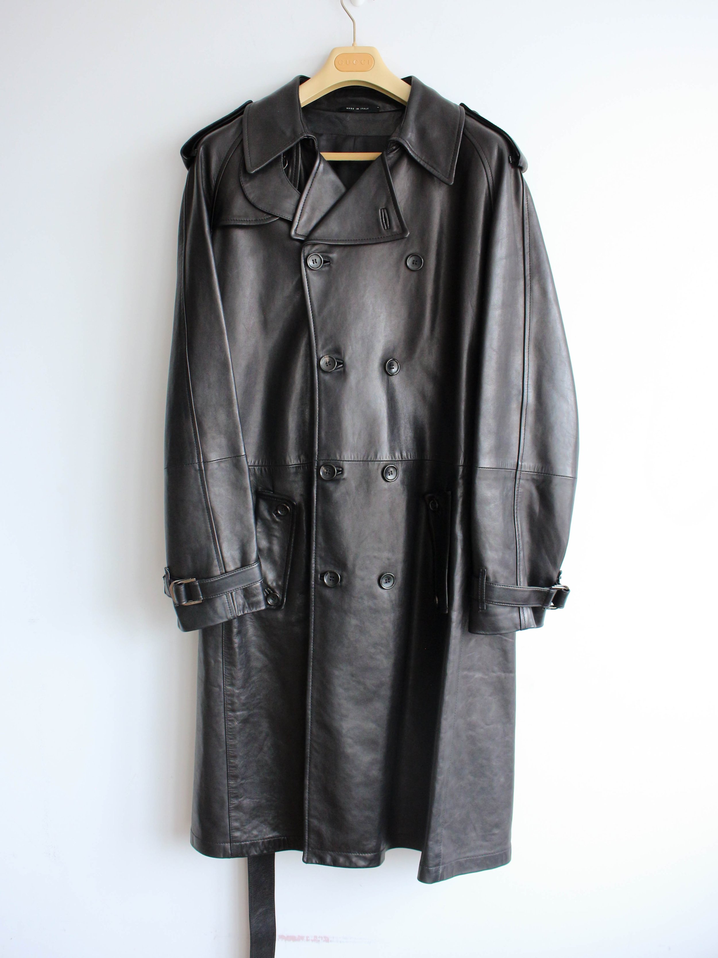 Gucci by Tom Ford A/W01 Men's Black Leather Trench Coat