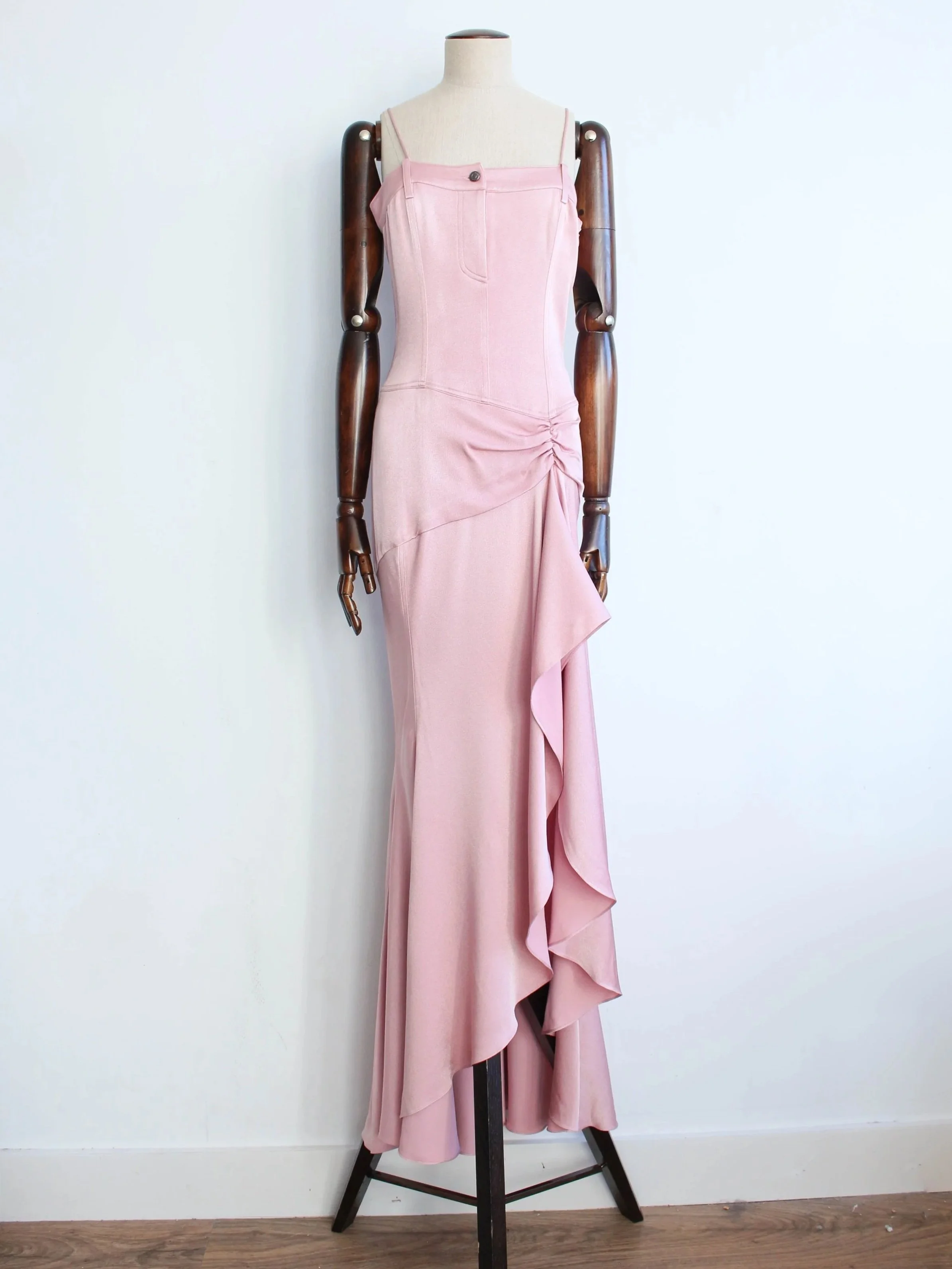 John Galliano S/S04 Pink Satin Panelled Gown