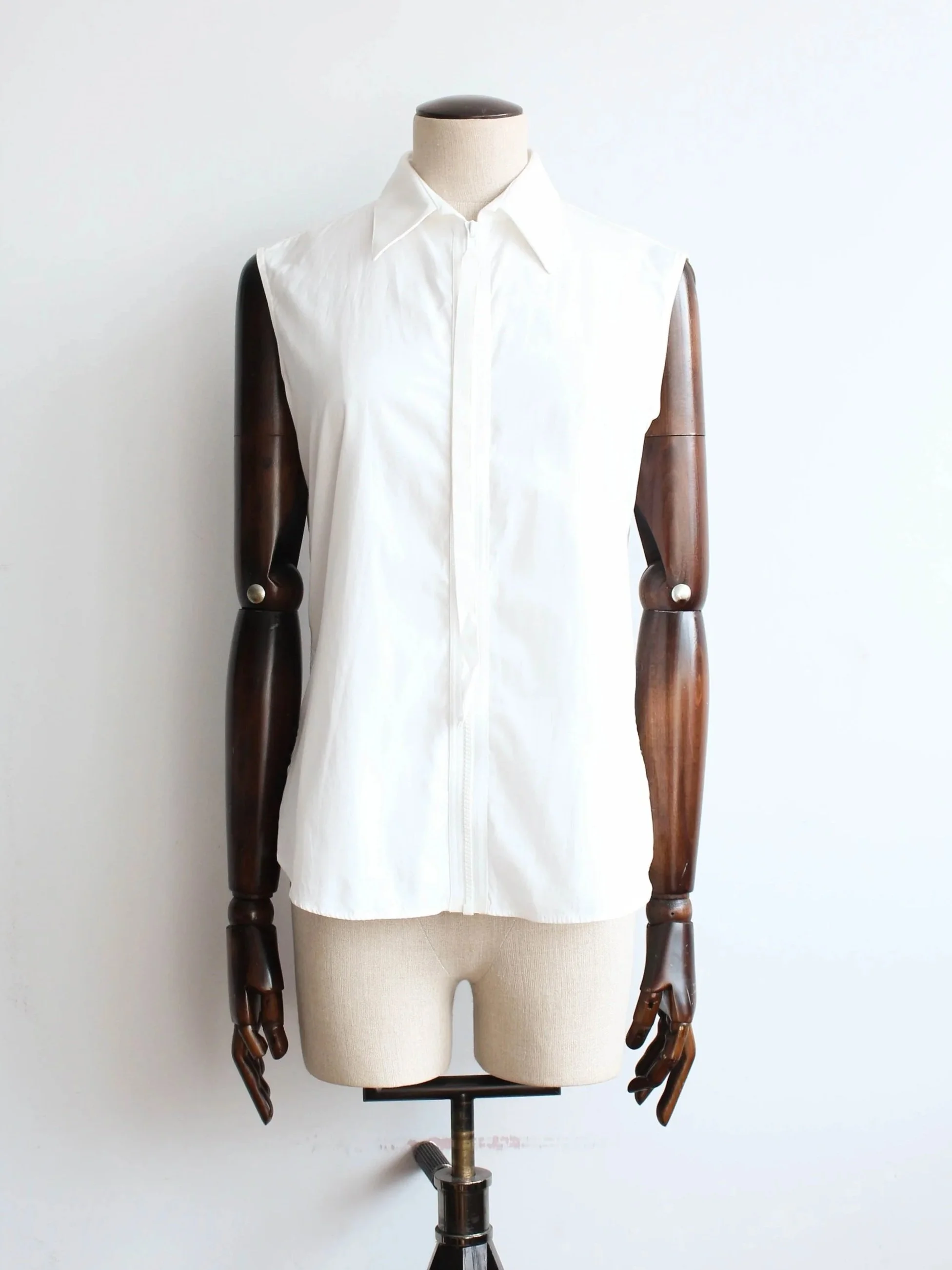 Helmut Lang S/S03 White Sleeveless Zipped Shirt
