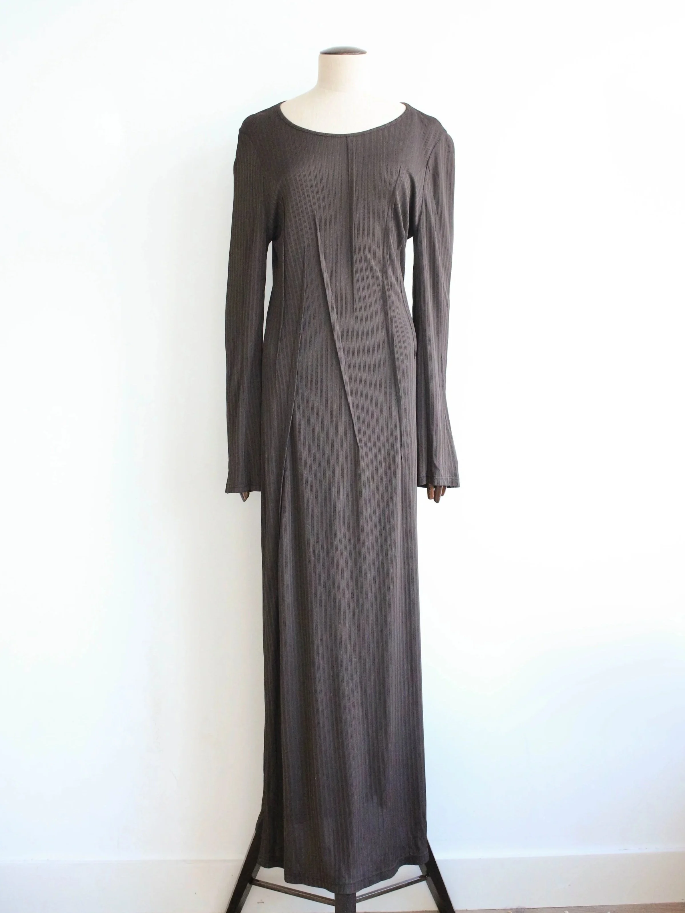 Ann Demeulemeester 1990's Brown Darted Longsleeve Dress