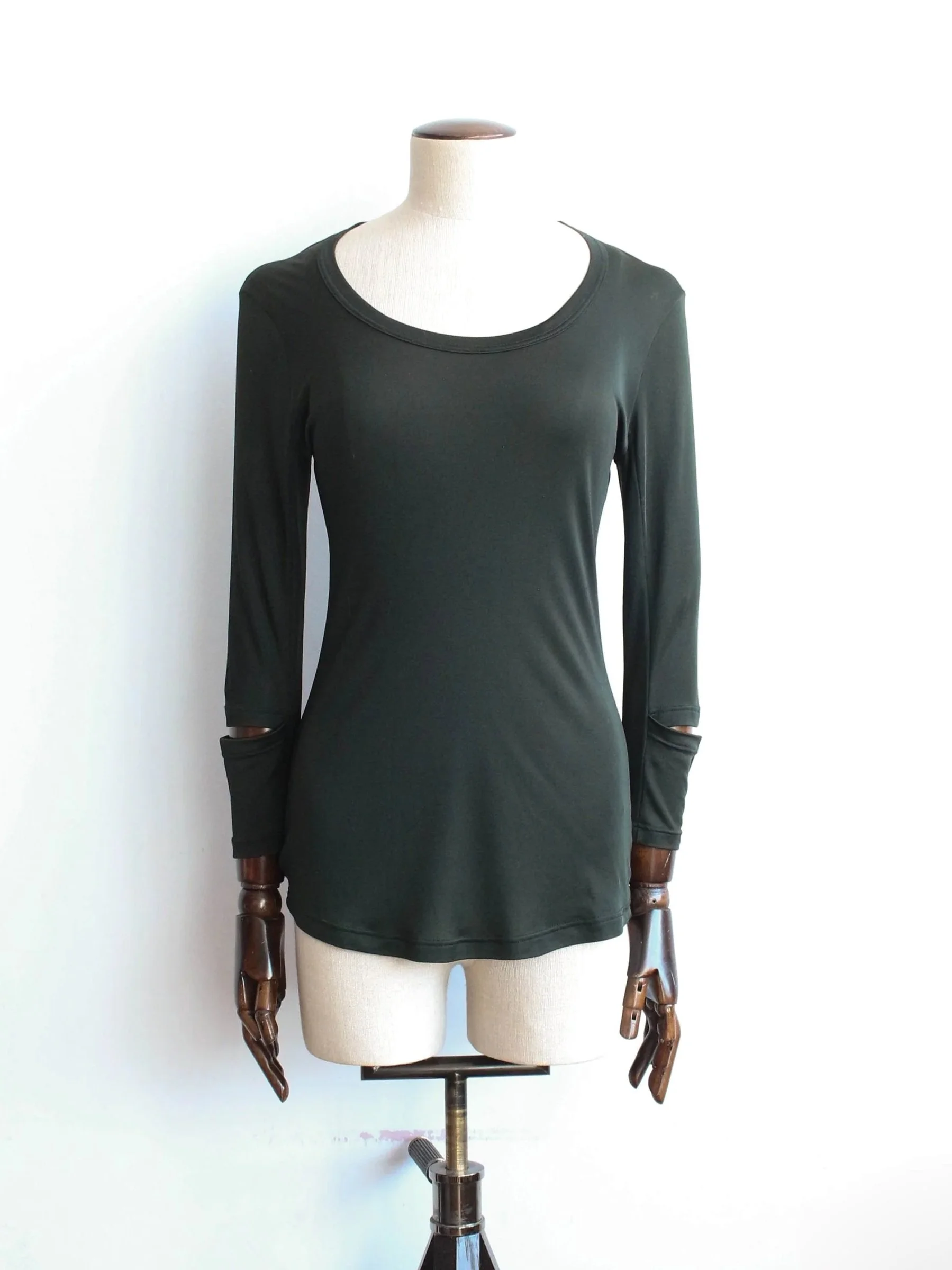 Helmut Lang S/S96 Black Arm Cutout Longsleeve Top