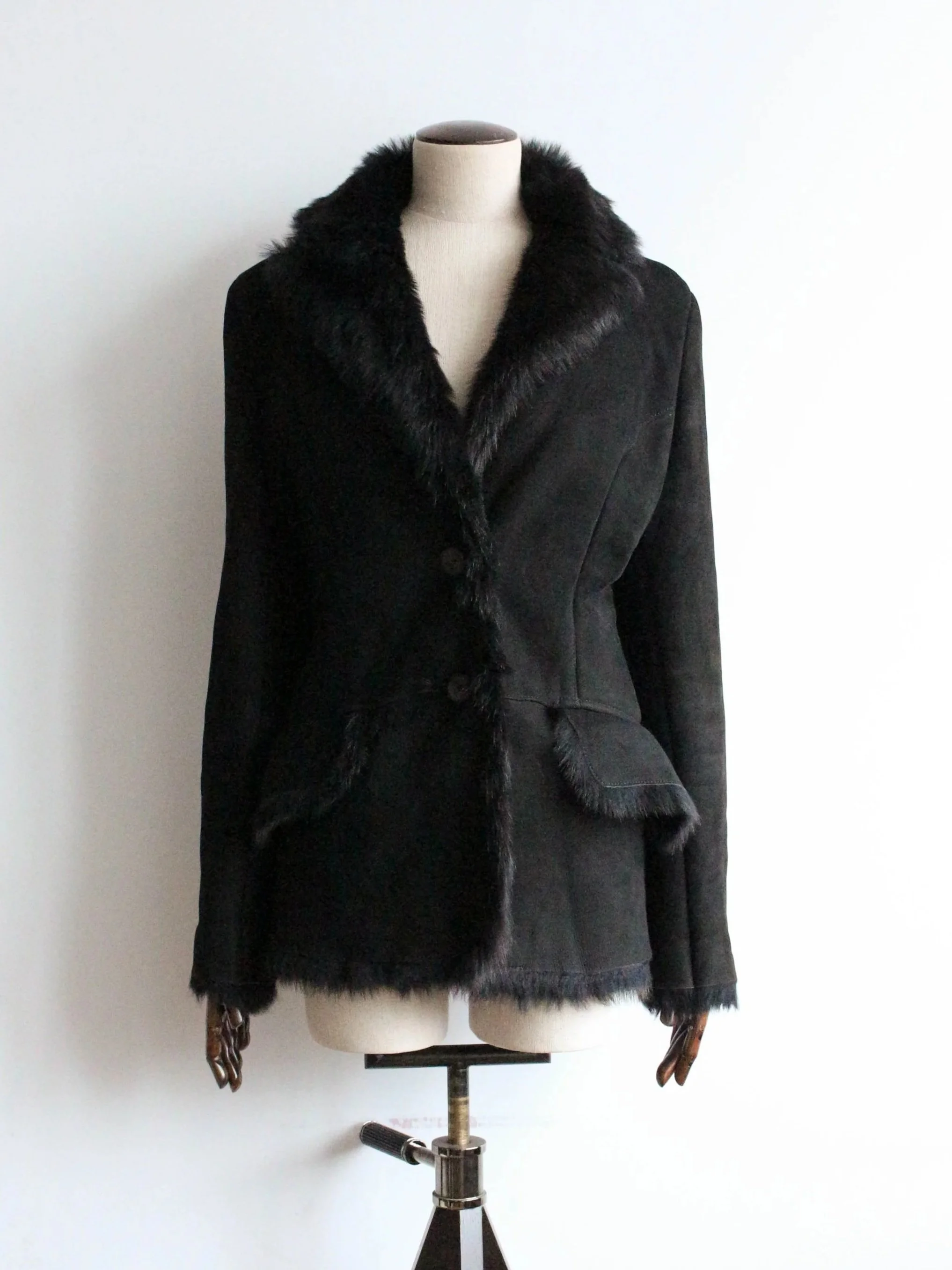 Gucci by Tom Ford A/W96 Black Fur Lined Suede Blazer