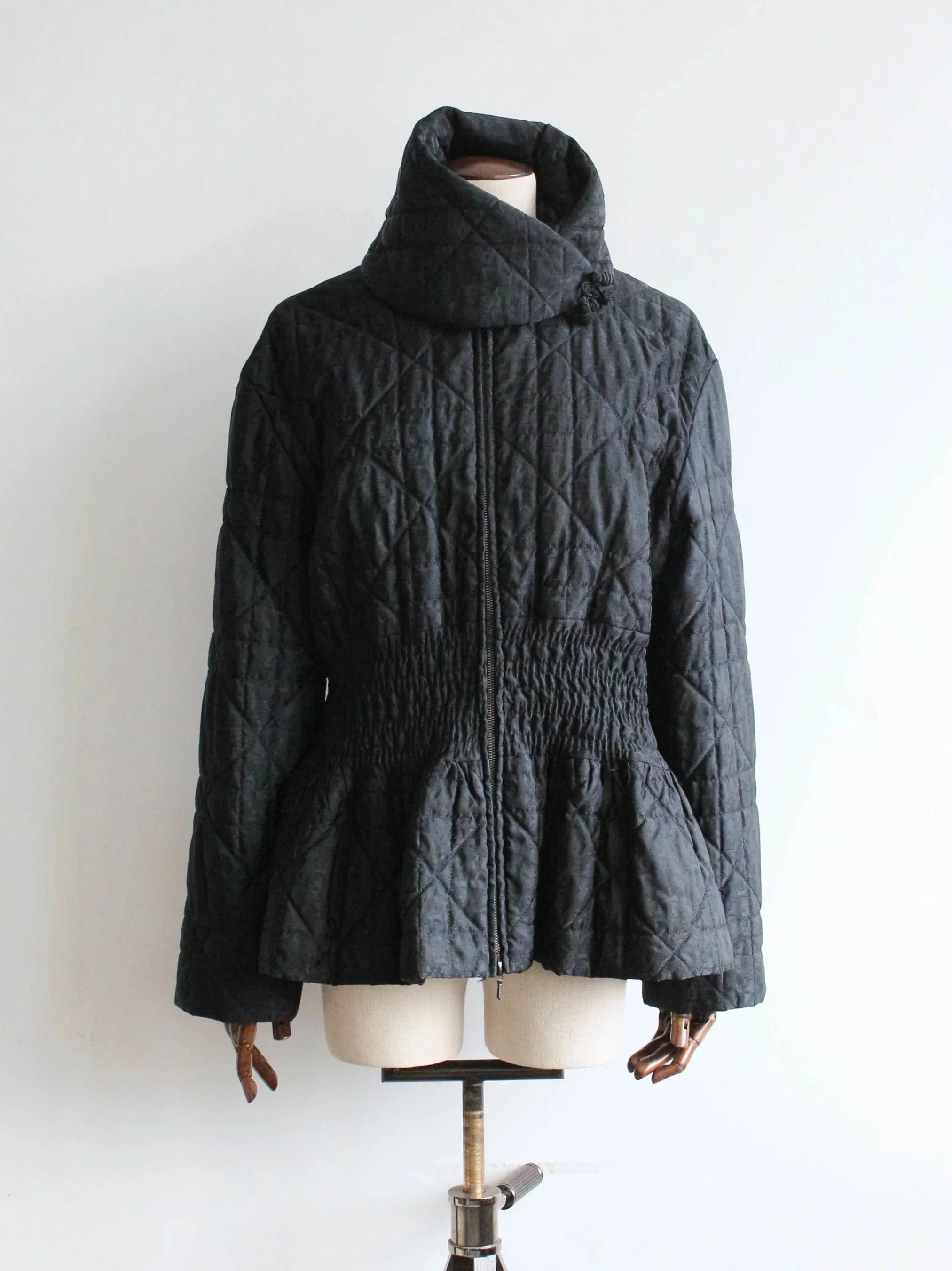 Christian Dior A/W98 Black Cannage Quilted Peplum Jacket