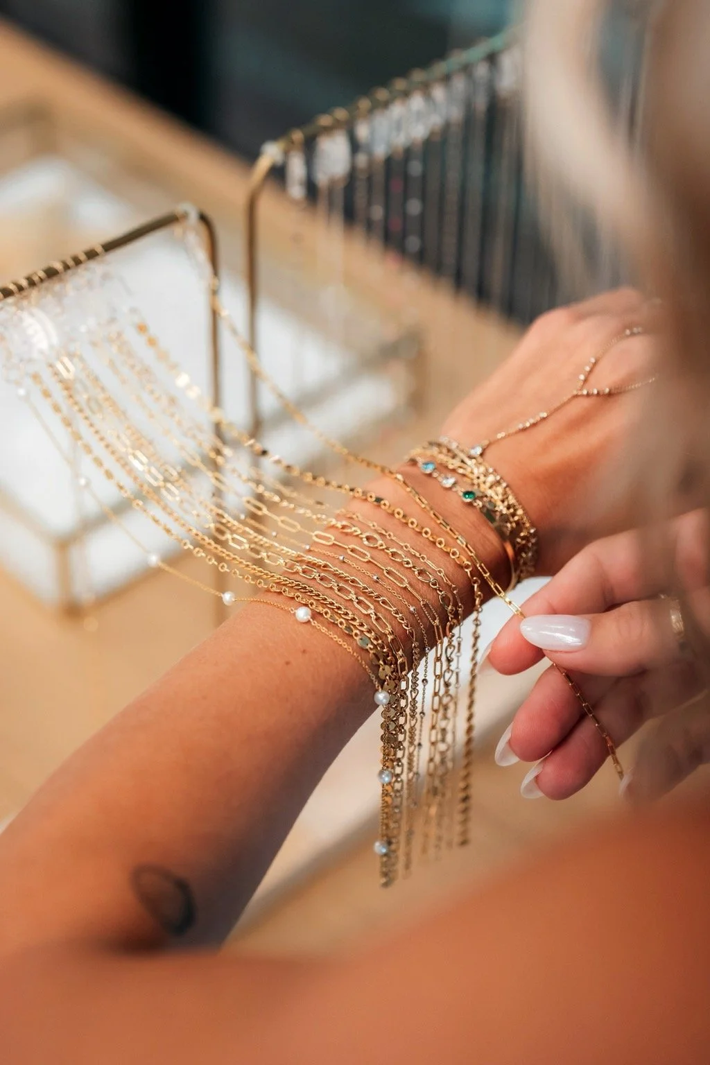 Custom permanent jewelry being made