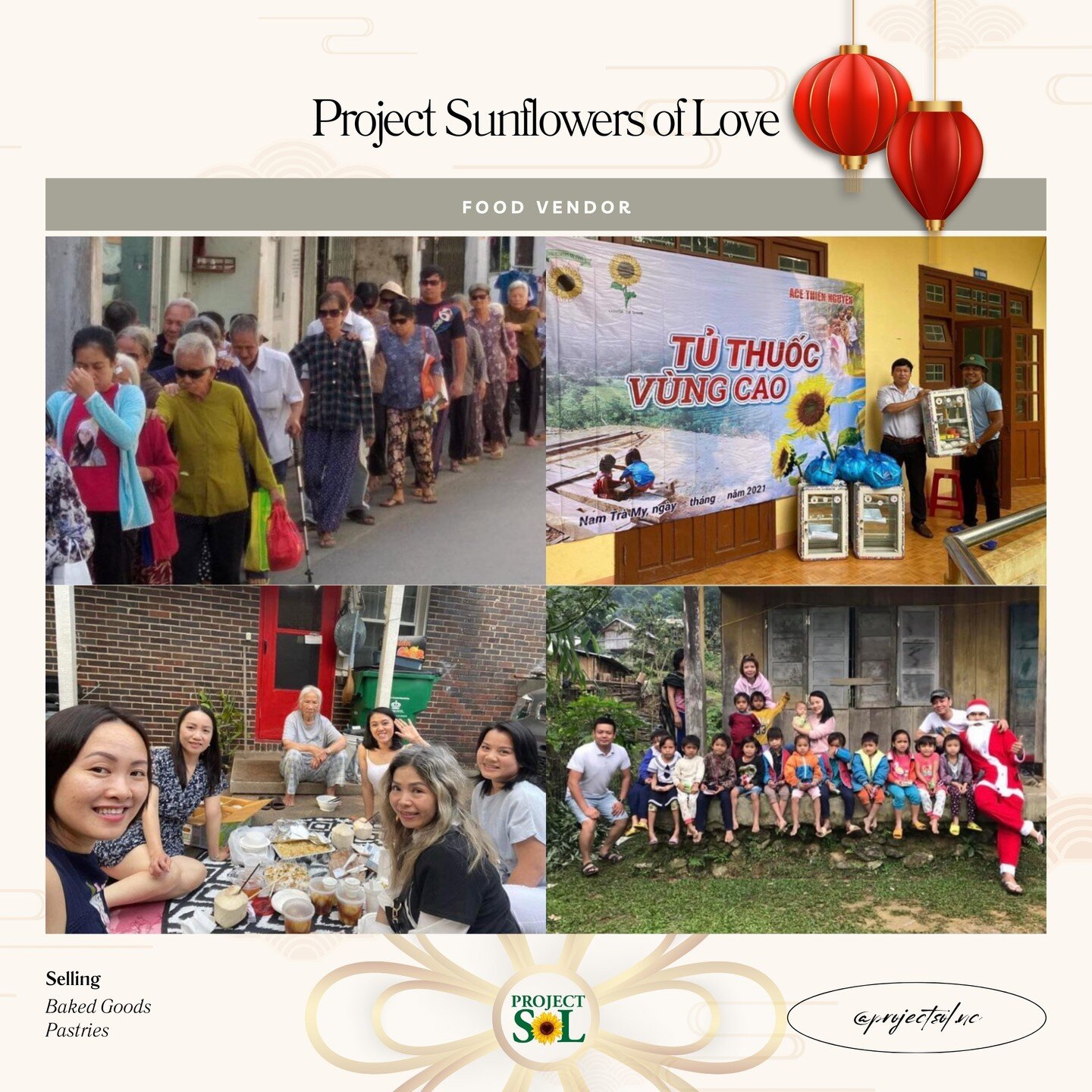 Project Sunflowers of Love is an organization that strives to promote the welfare and livelihood of the sick and underserved groups in Charlotte and SE Asia. They do this through hosting different fundraisers throughout the year. They'll be selling b