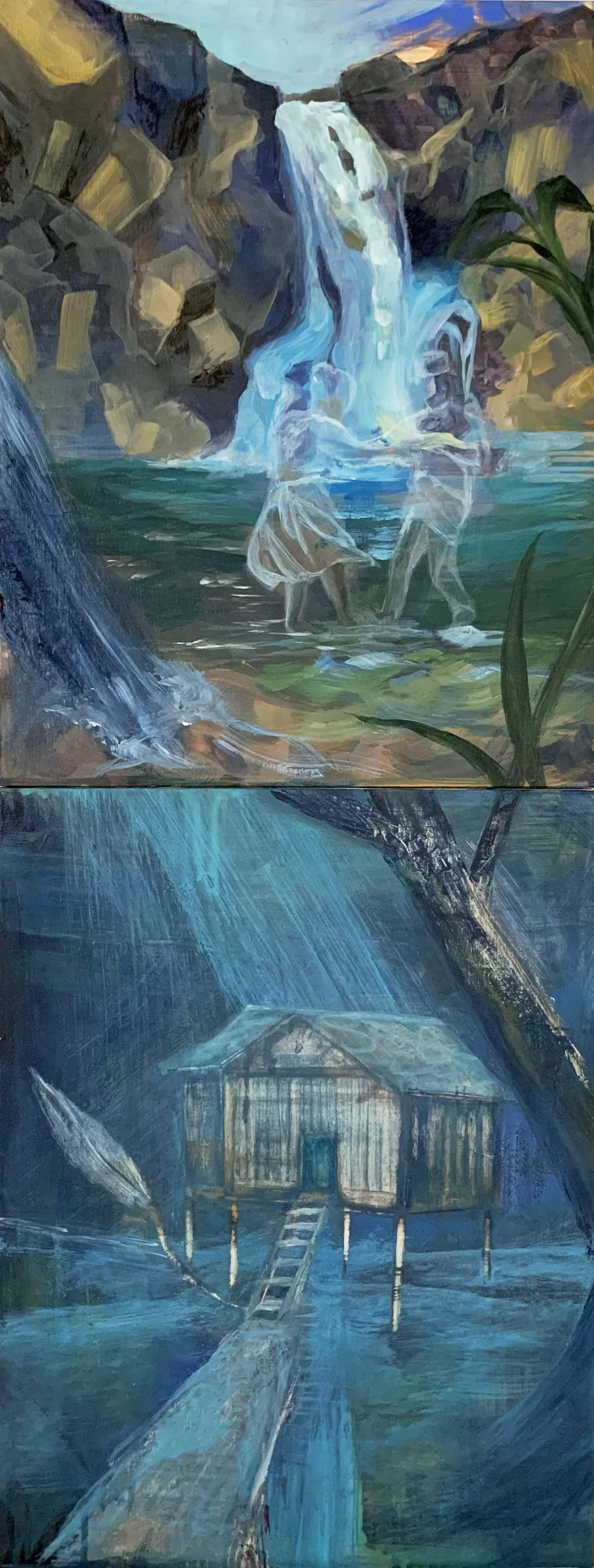 Kampung - 2022
Acrylic on Wood Panels, double panel (9x24in)