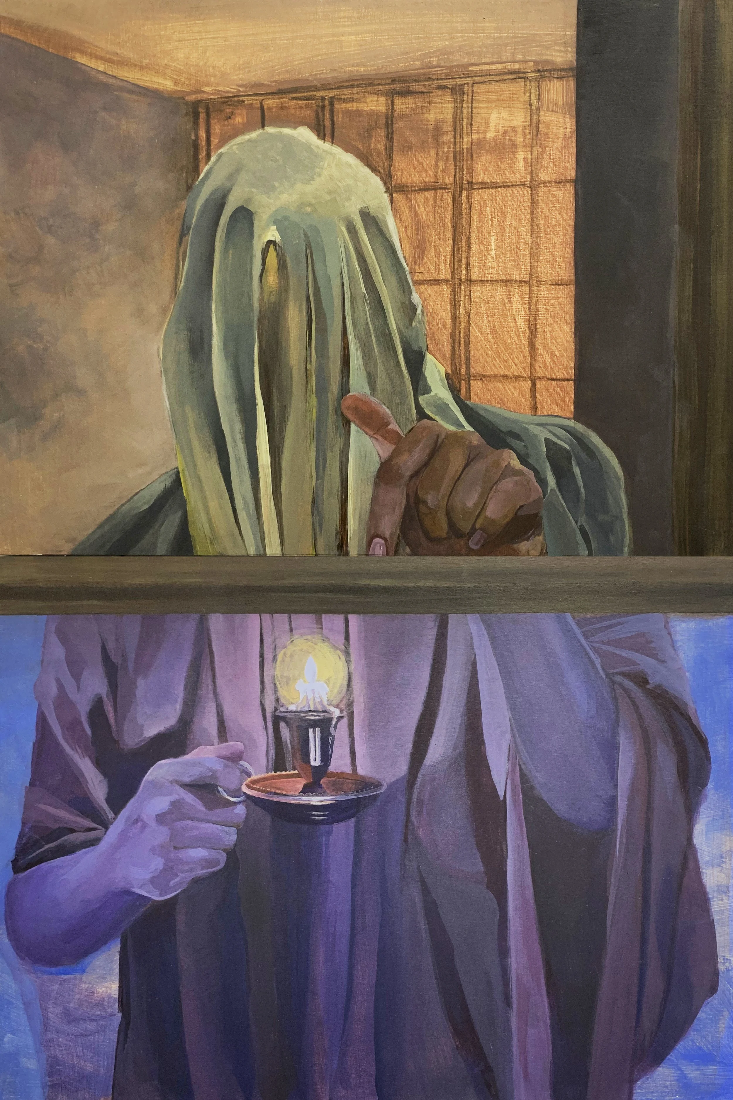 Can you open this window? - 2022
Acrylic on Wood Panels, double panel (12x16in)