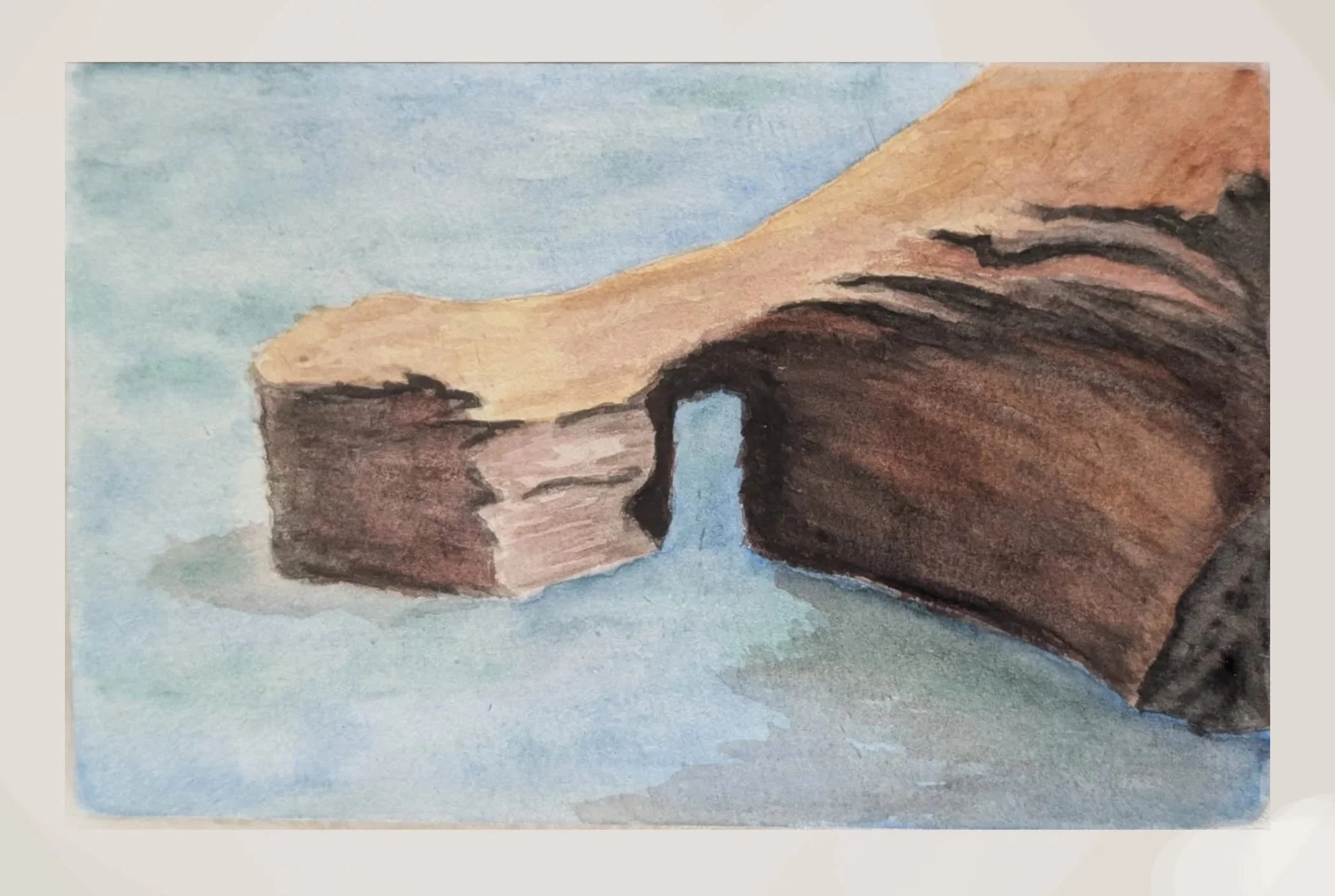 a watercolor painting at sunset cliffs in san diego