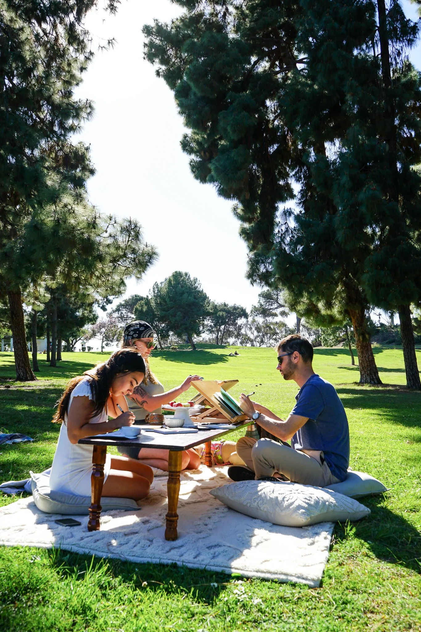 Fun activity in san diego: a group watercolor workshop lesson in the park.