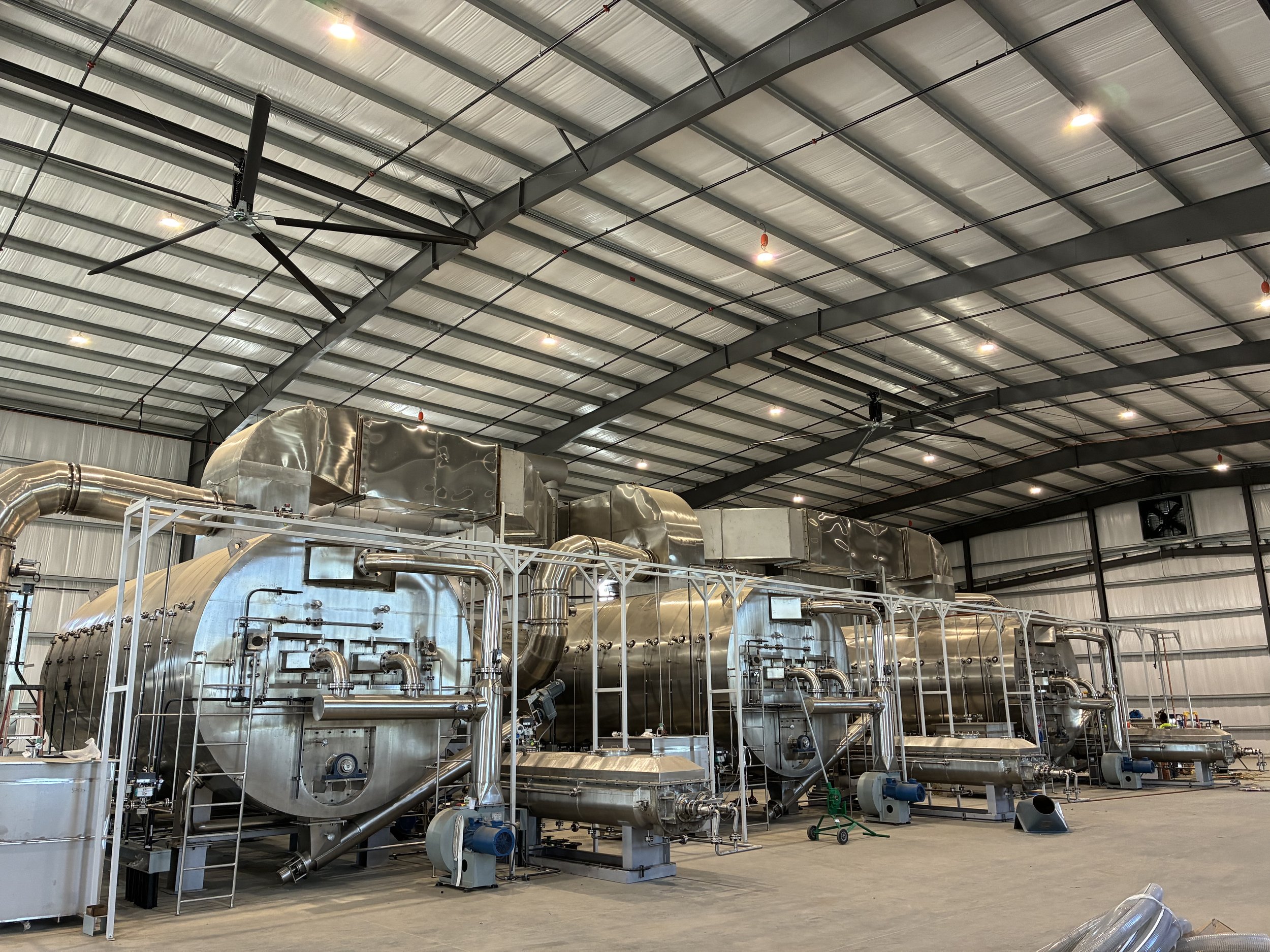 Agricultural biochar produced from almond shells at a California biochar facility