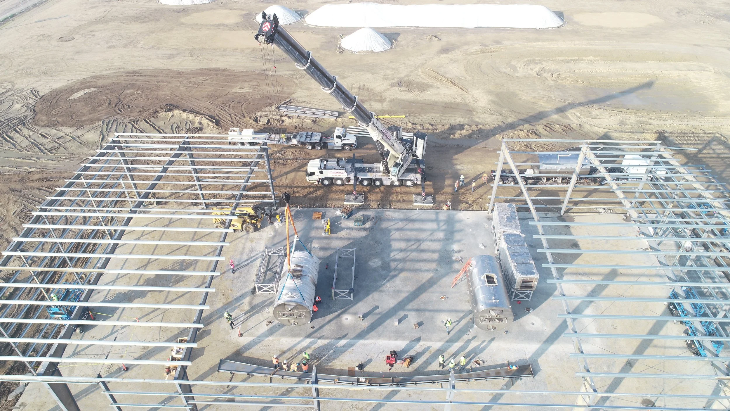 Aerial view of Sitos Group’s commercial biochar production facility under construction in California