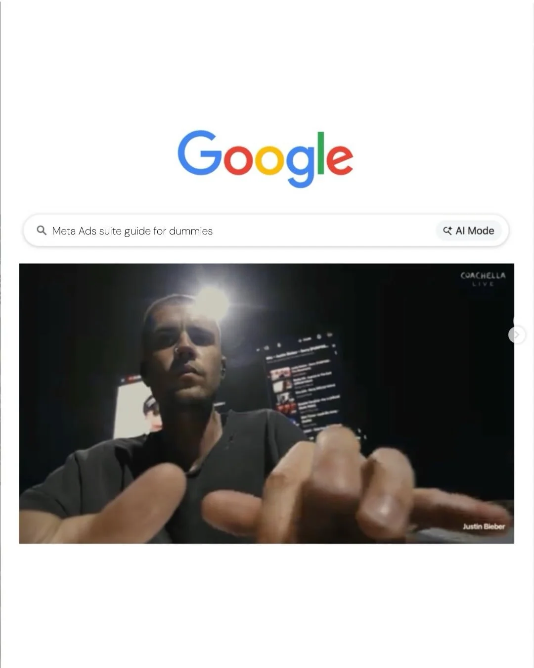 What Justin Bieber was really googlig at Coachella&hellip;. #agency #creativeagency #bieberchella