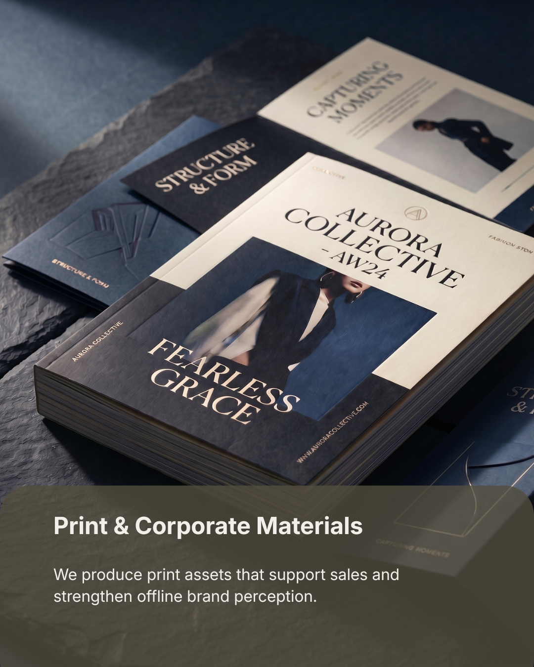High-quality printed brand materials and brochures — Pixelcraft agency print and corporate design