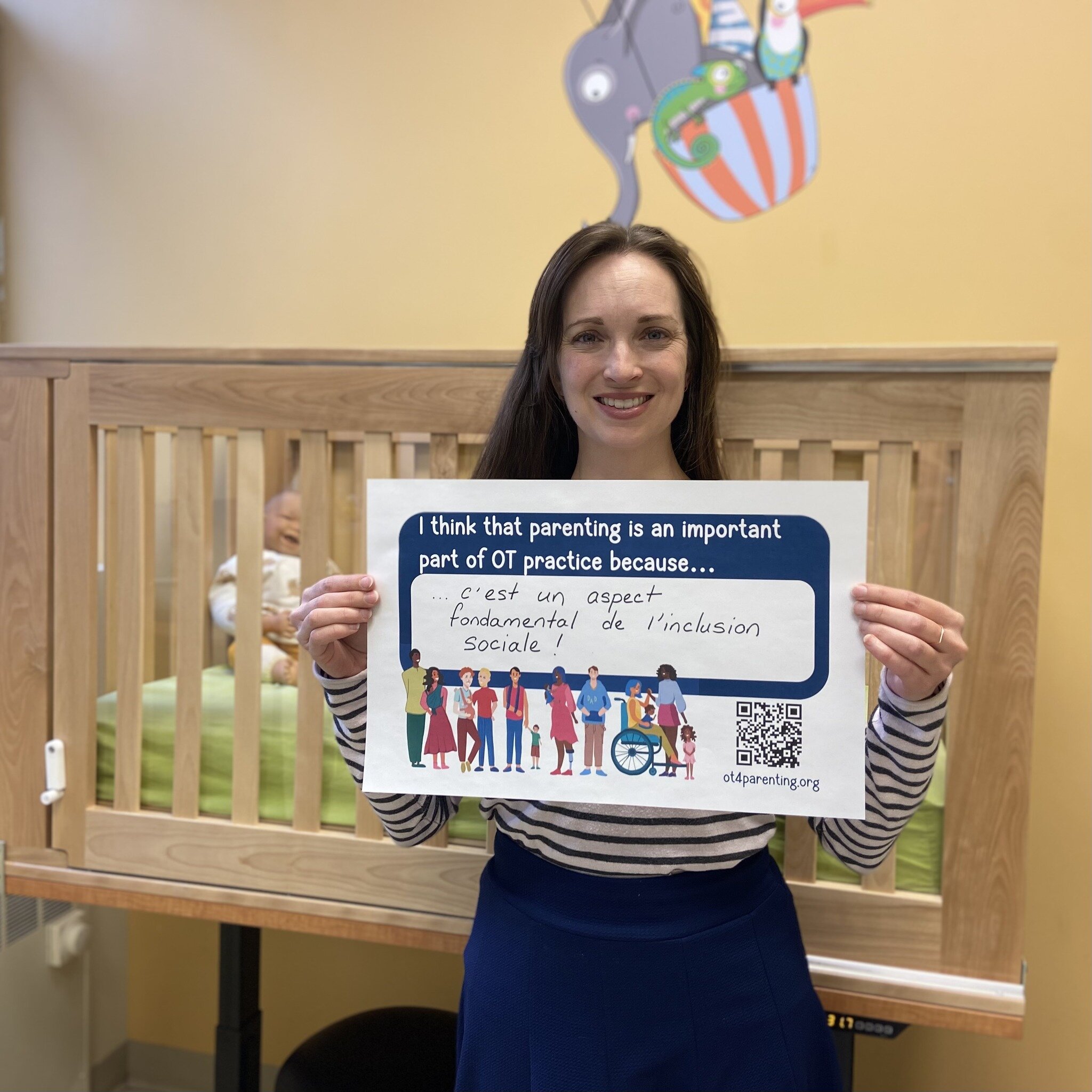 Marie-Christine is an OT at the Parents Plus Clinic of the Centre de r&eacute;adaptation en d&eacute;ficience physique Lucie-Bruneau and she thinks that parenting is an important part of OT practice because... &quot;it's a fundamental aspect of socia