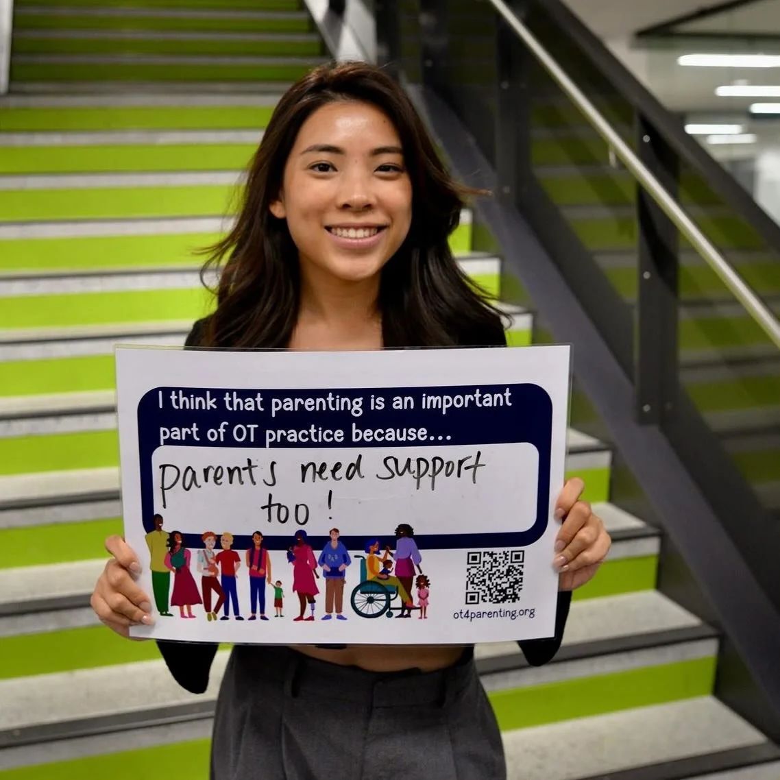 Christy Wong is an OT Student and works on the OT4parenting project and she thinks that parenting is an important part of OT practice because... &ldquo;Parents need support too!&rdquo;

Thanks Christy!

For more information go to ot4parenting.org 

I