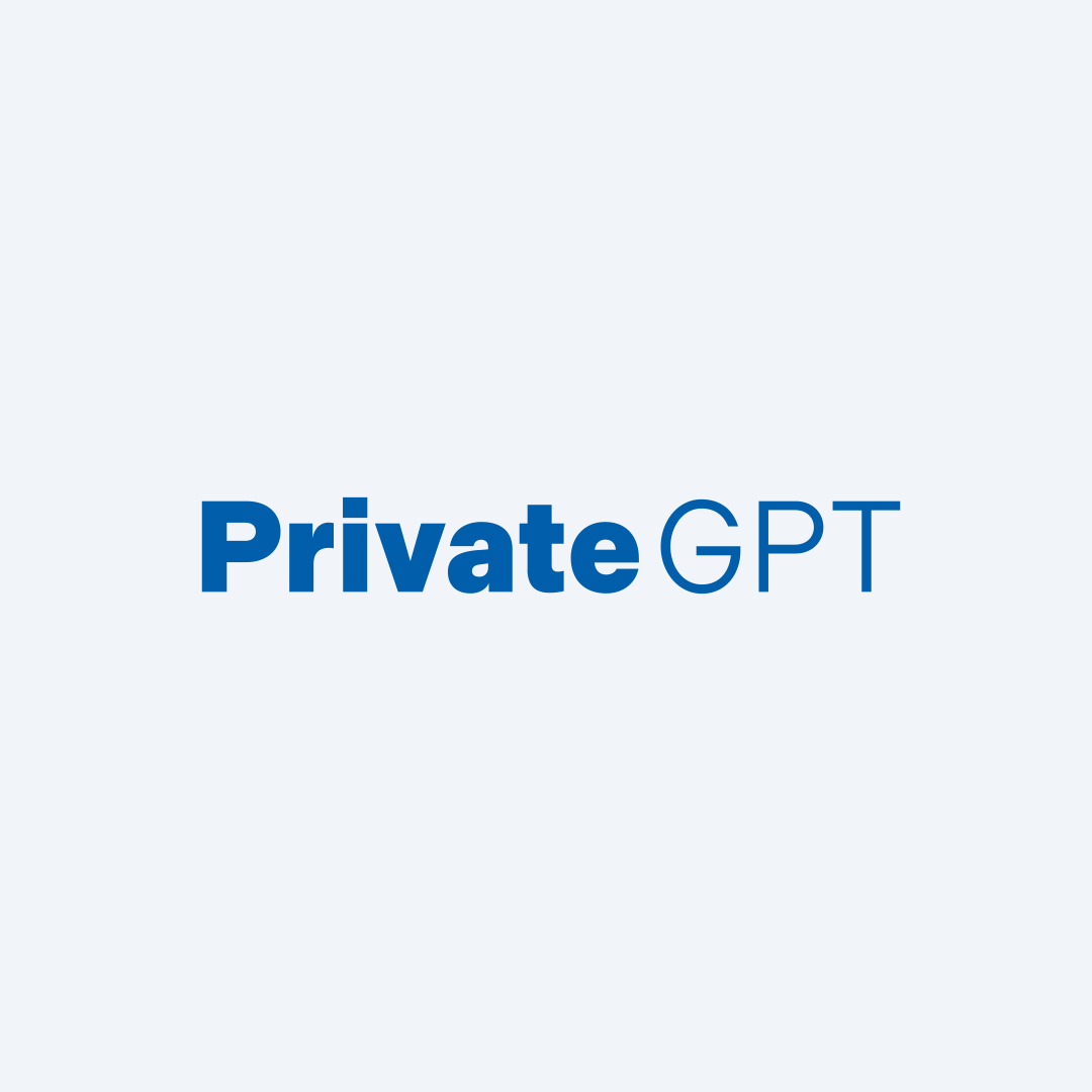 Logo with the text 'PrivateGPT' in bold font.
