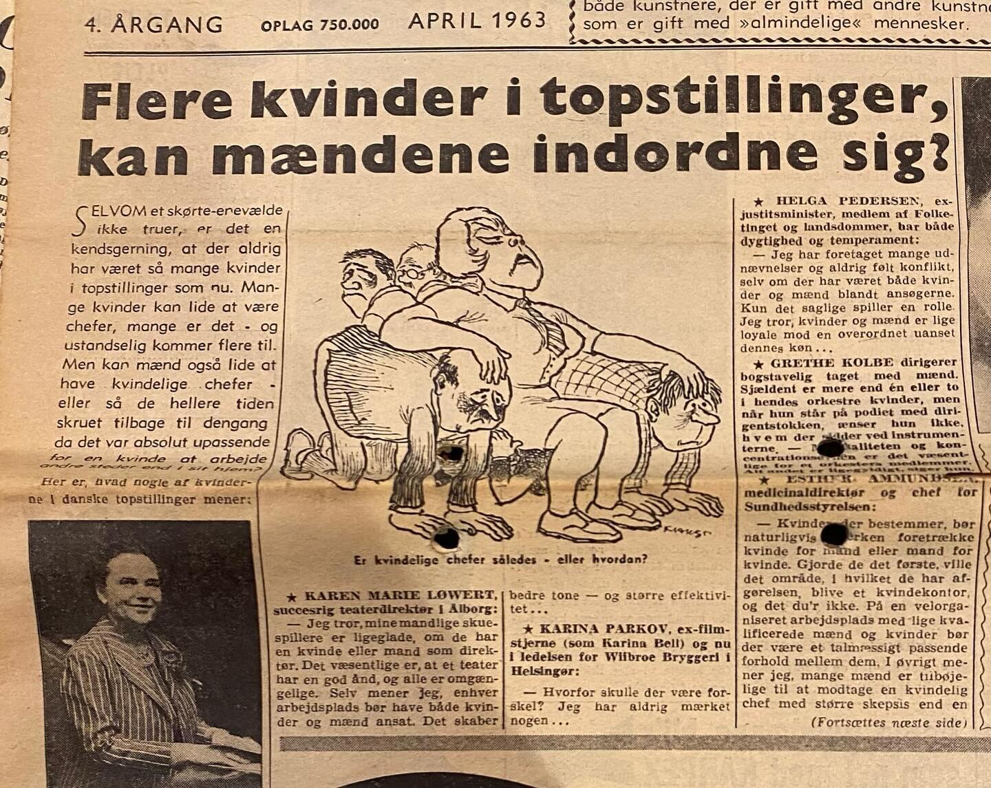 S&aring; er ugen begyndt. Arkivguld fra dengang i 1960&rsquo;er hvor kvinder begyndte at f&aring; lederstillinger. Portr&aelig;ttet er af Edel Saunte, K&oslash;benhavns f&oslash;rste kvindelige borgmester, og en af de f&oslash;rste til at arbejde for