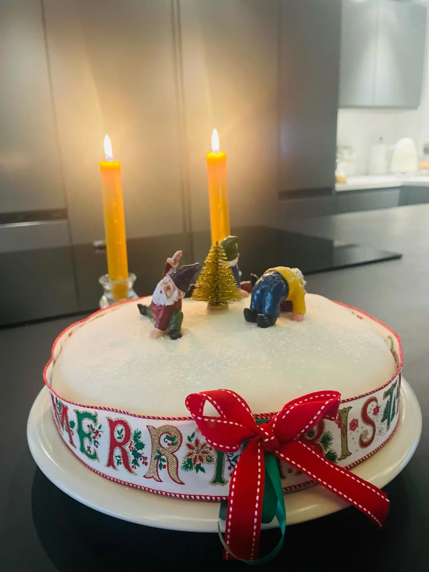 Every year my awesome sister @bridget.down makes us an epic Christmas Cake&hellip;this year she found the perfect gnome toppers ❤️❤️