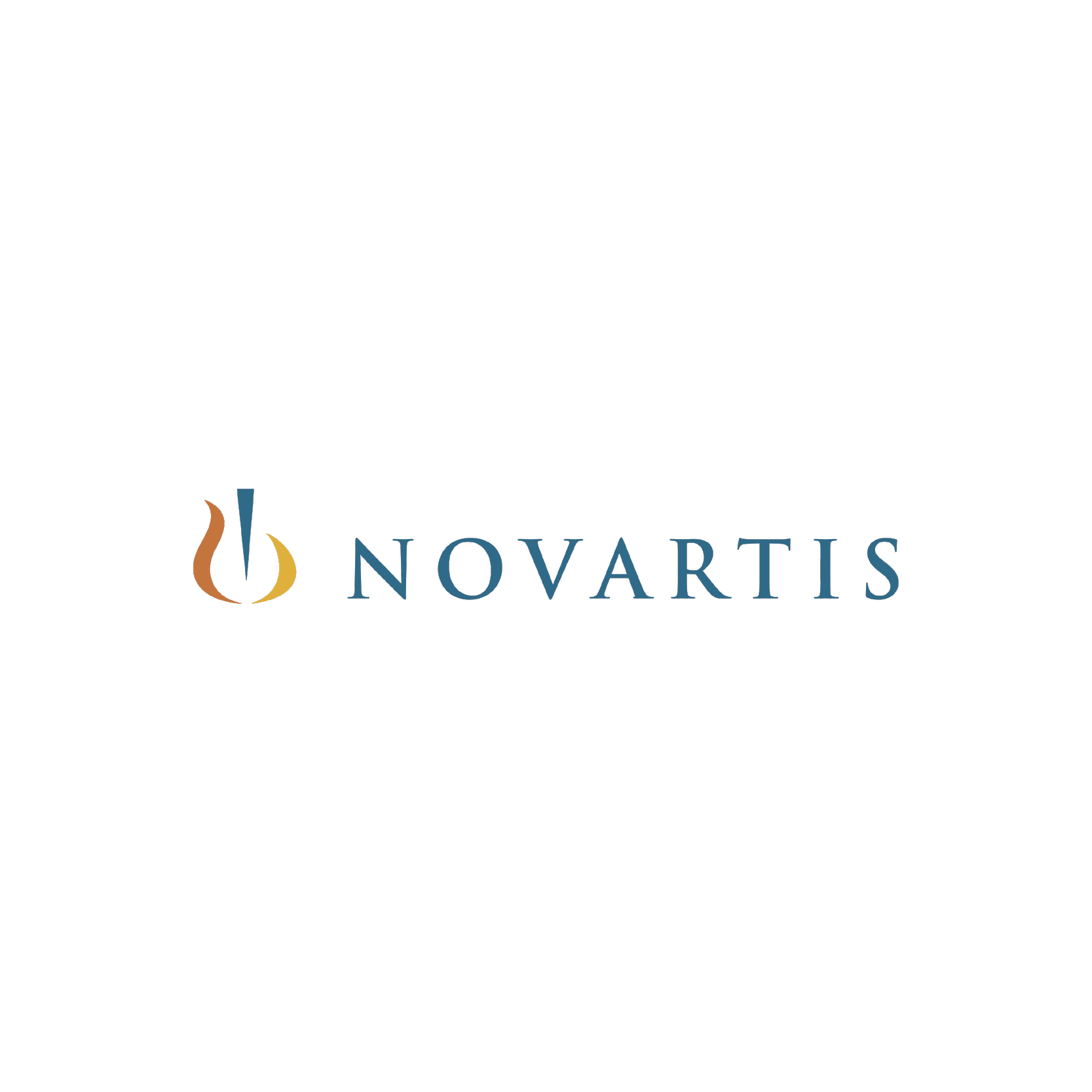 The Novartis logo consisting of a stylised flame and the word 'Novartis' in blue letters.