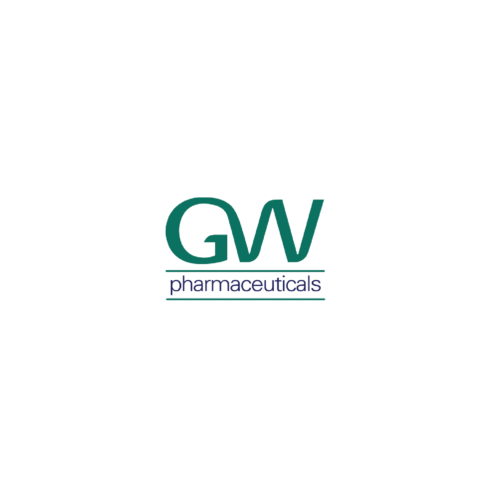 Logo of GW Pharmaceuticals, with initials 'GW' in green and 'pharmaceuticals' written below in dark blue.