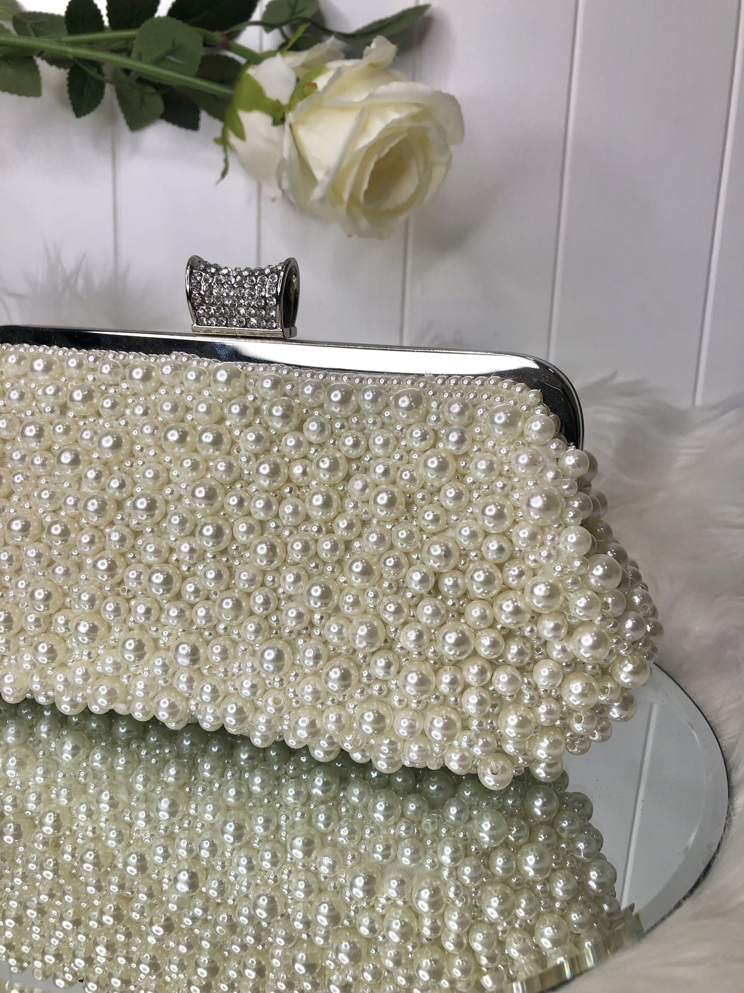 Buy Ivory Pearl Mini Hand Embellished Evening Clutch Bag LAST STOCK Online  in India - Etsy