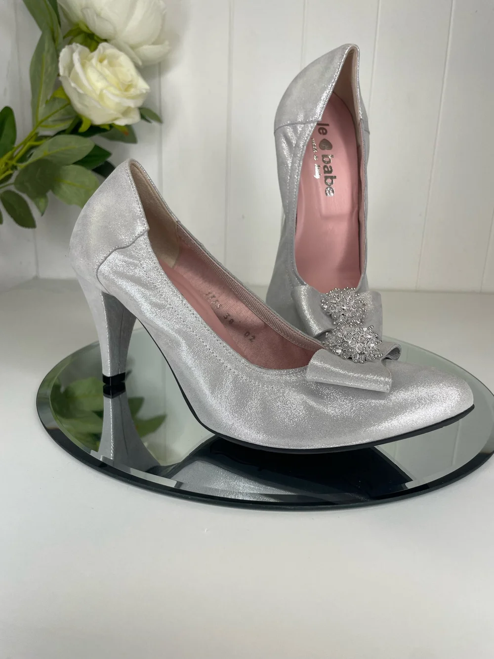 LE BABE SILVER GREY HIGH COURT SHOE Fusion Fashion Moycullen