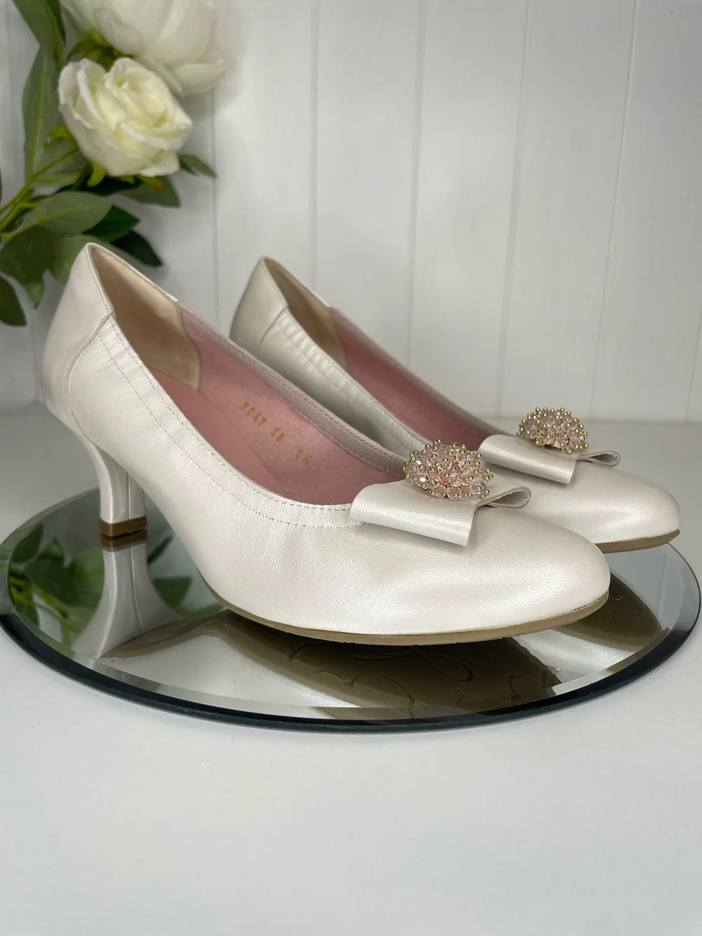 LE BABE CREAM LOW HEEL COURT SHOE Fusion Fashion Moycullen