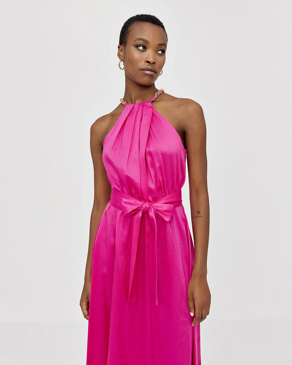 CLIO PINK HALTERNECK DRESS CHAIN Fusion Fashion Moycullen