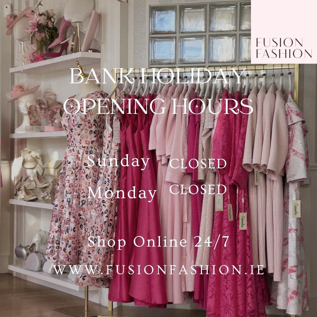 🩷🛍️ Hope you all have a lovely Bank Holiday

Shop online 24/7 : 
https://www.fusionfashion.ie/shop

Back Open In store Tuesday at 10am
Fiona x