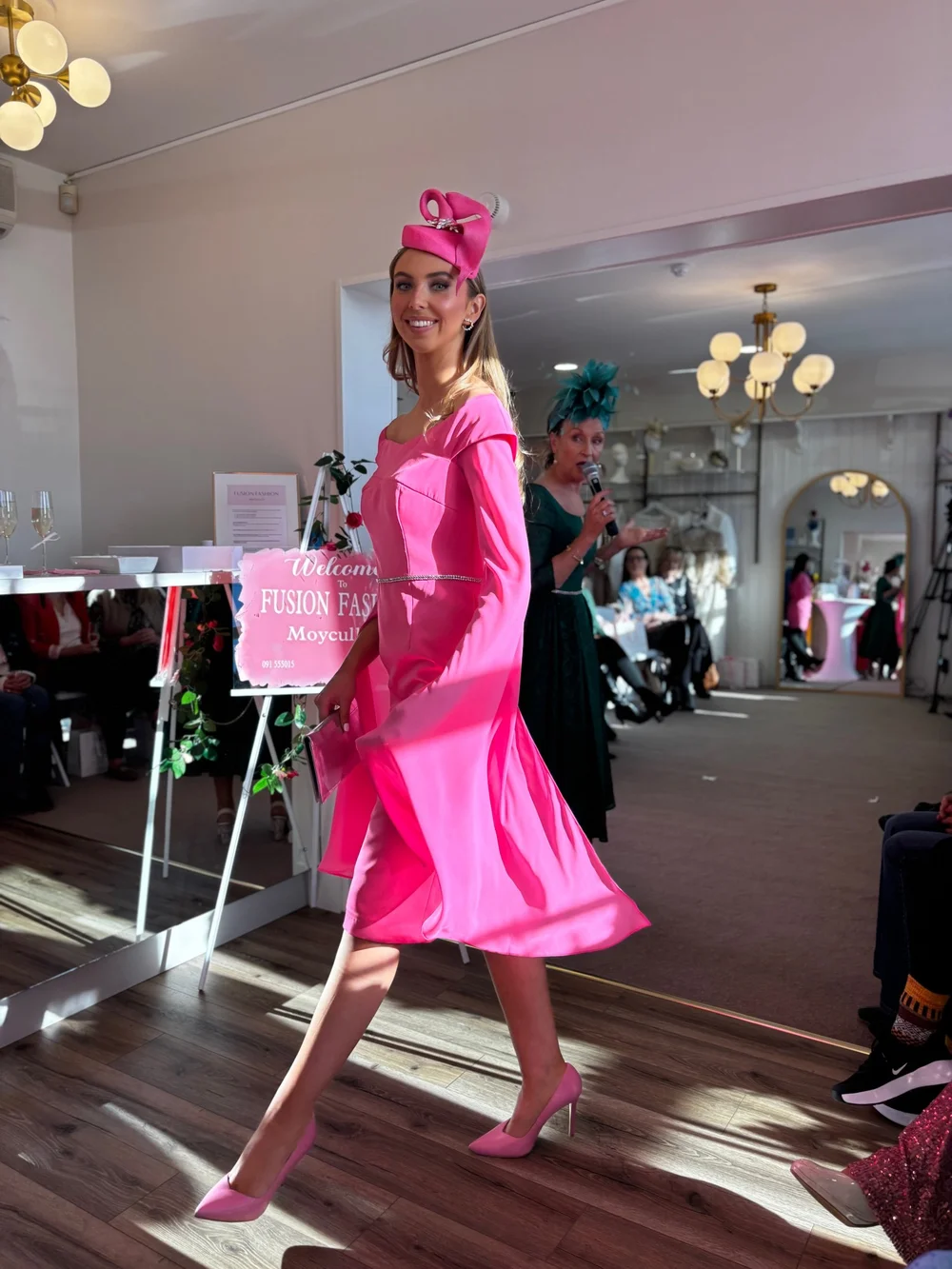 ISABELLA FLAMINGO PINK CAPE SLEEVE DRESS — Fusion Fashion Moycullen