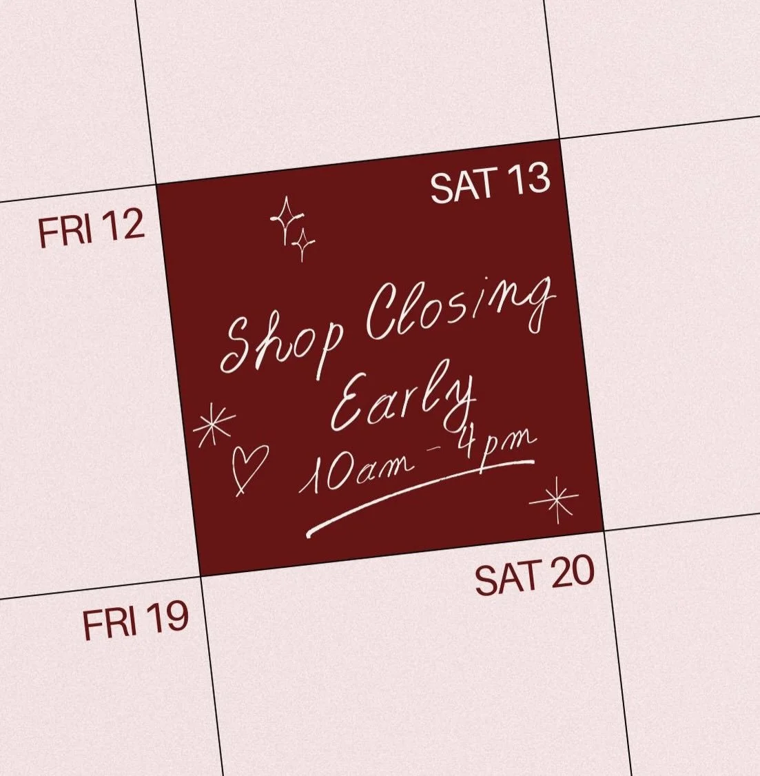 💃✨ Notice: We will CLOSE EARLY at 4pm Today for our Christmas Party. 
Sorry for any inconvenience this may cause you but the girls deserve a great night out after such a fabulous year of hard work and dedication 🥰
Open 10am to 4pm, Fiona x 
#closed