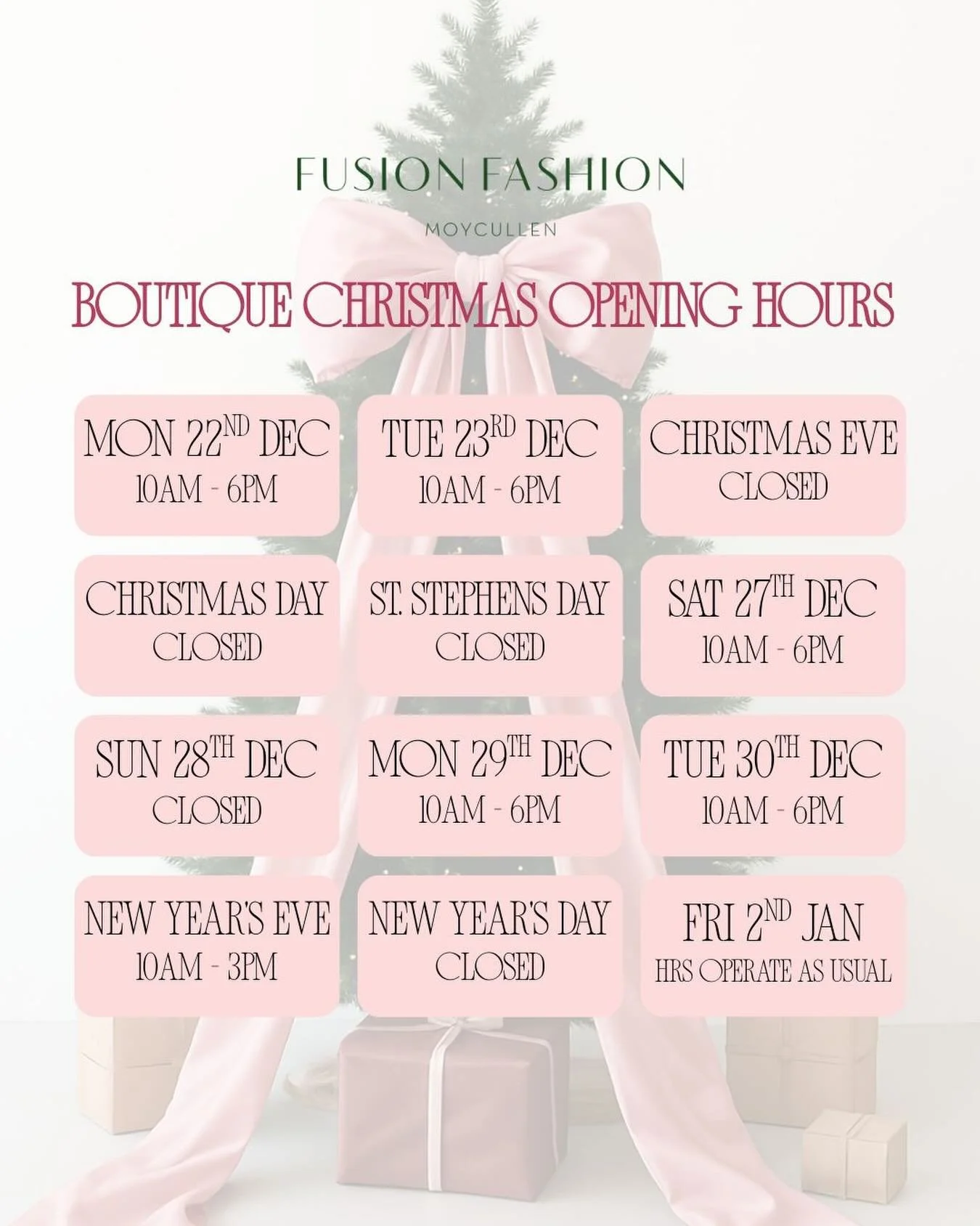 🎅 Christmas Opening Hours &hellip; still time to pop instore and let us help you choose the perfect gift.
Fiona x 
#christmas #openinghours #christmasshopping