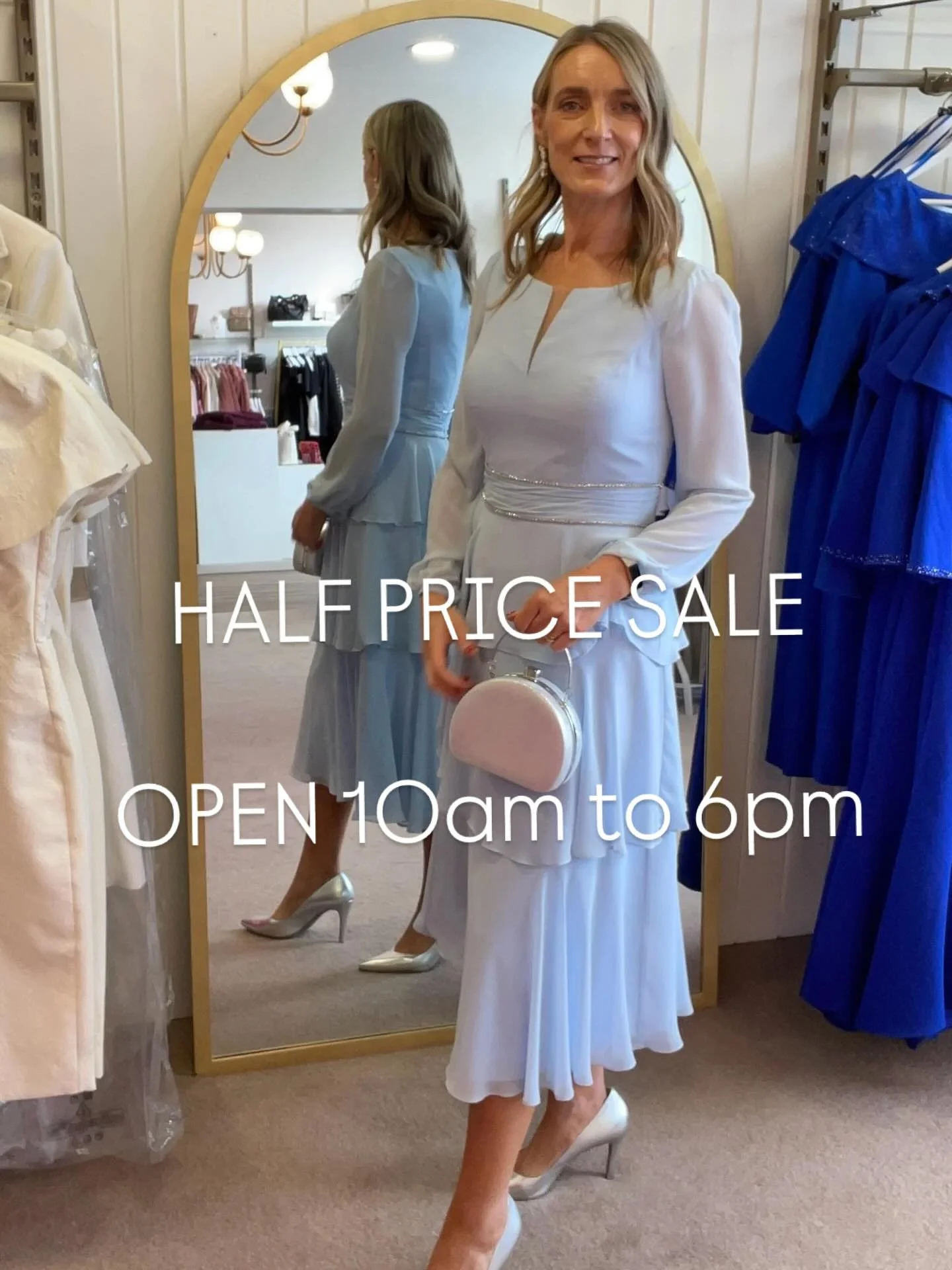 ‼️ Half Price SALE Now On In store. 
Open 10am to 6pm
Fiona x 
#sale #discount #occassionwear