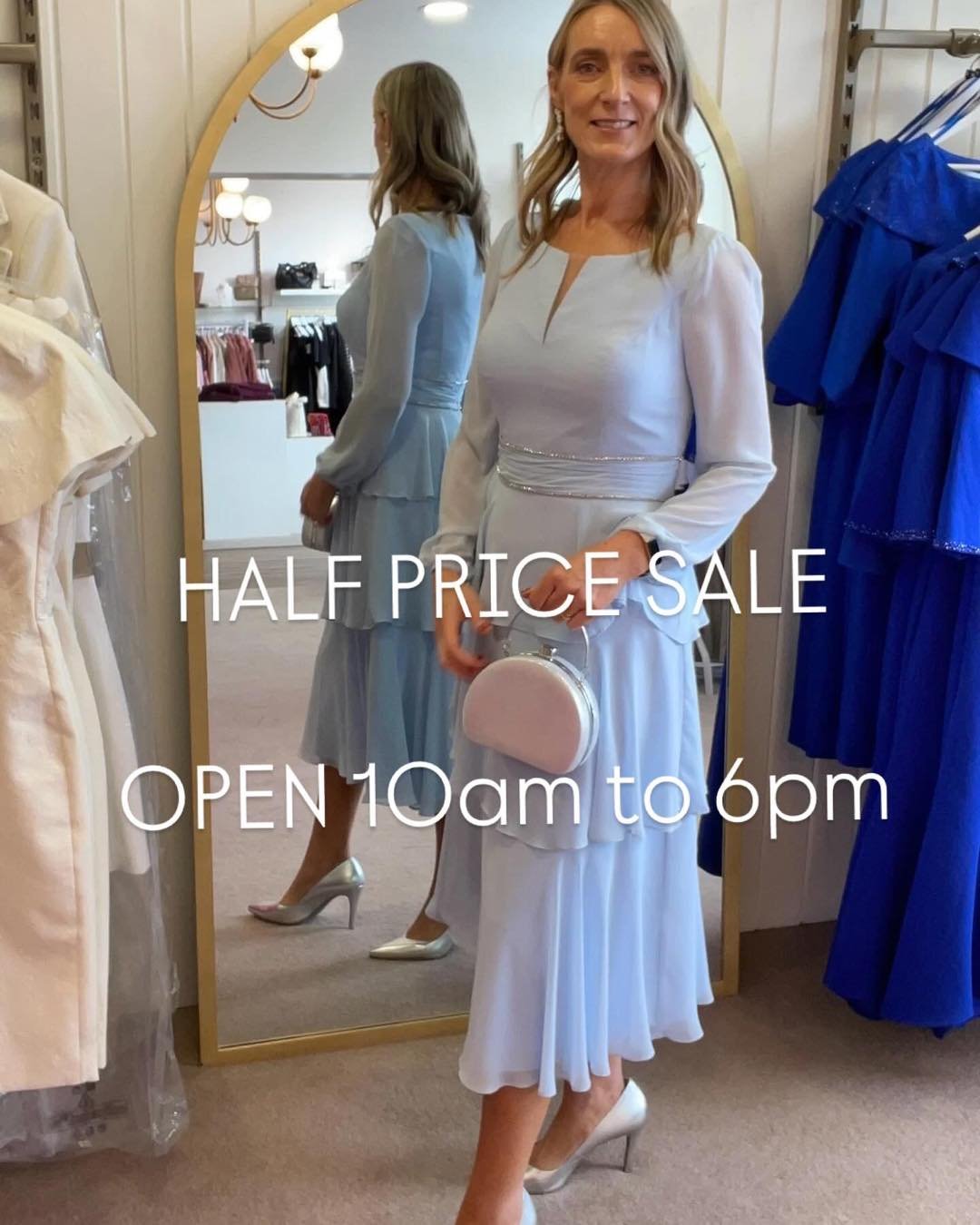 ‼️ Open 10am to 6pm

Half Price SALE now on in store 
Fiona x 

#sale #occassionwear