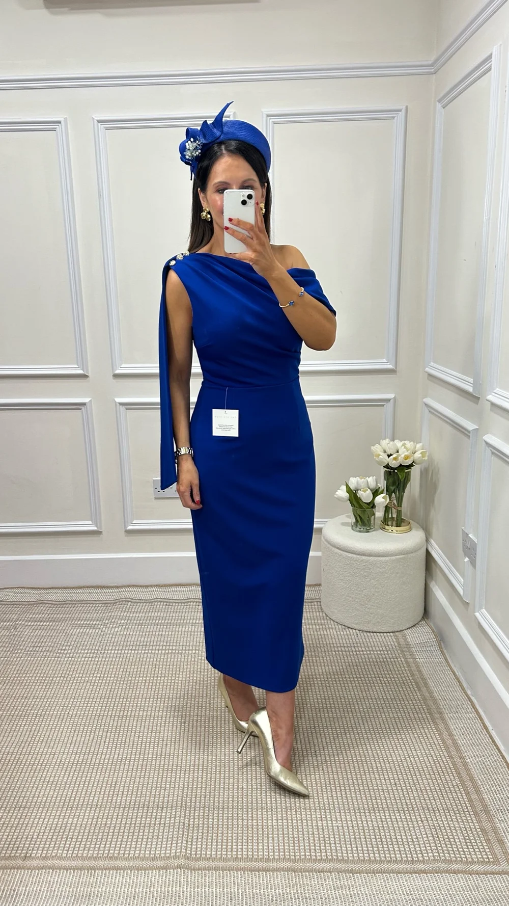 strapless open back dress Rent Karen Millen Compact Stretch Viscose Tailored One Shoulder Drape  Detail Midi Dress