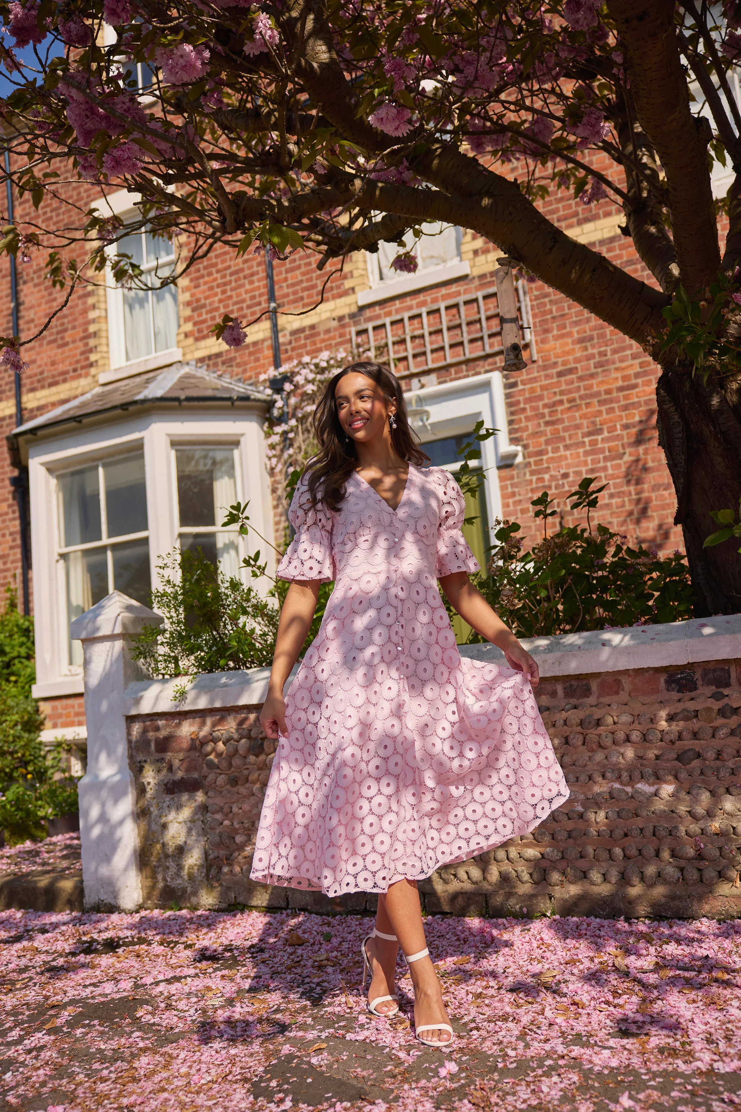 CALLIE PALE PINK LACE DRESS