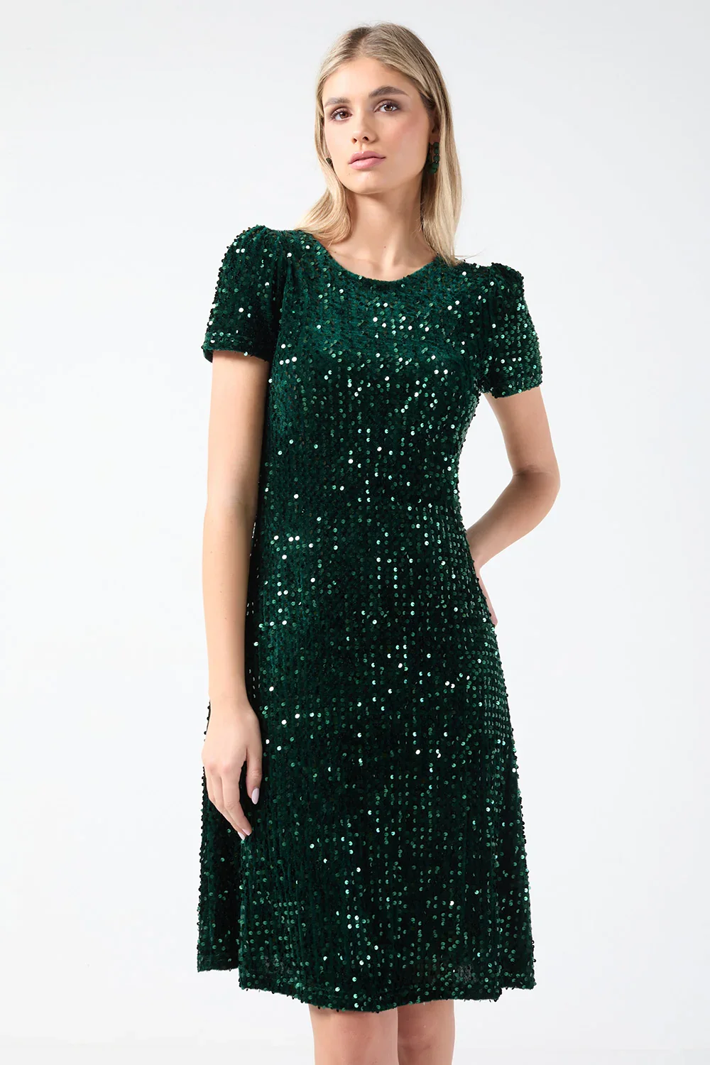FAITH GREEN SEQUIN DRESS